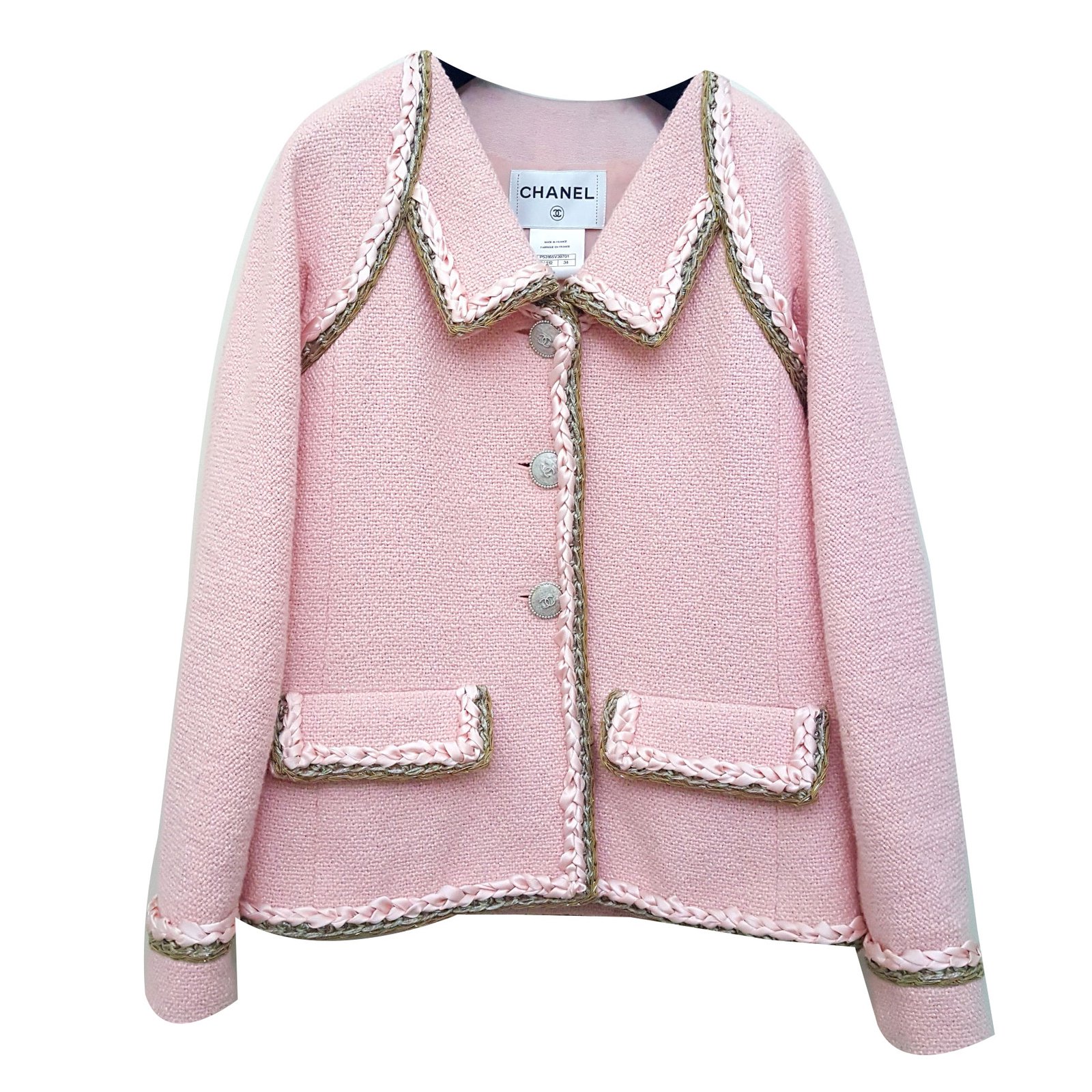 CHANEL 16C Cruise Resort 2016 Seoul Collection Pink Cotton Tweed Jacket ...