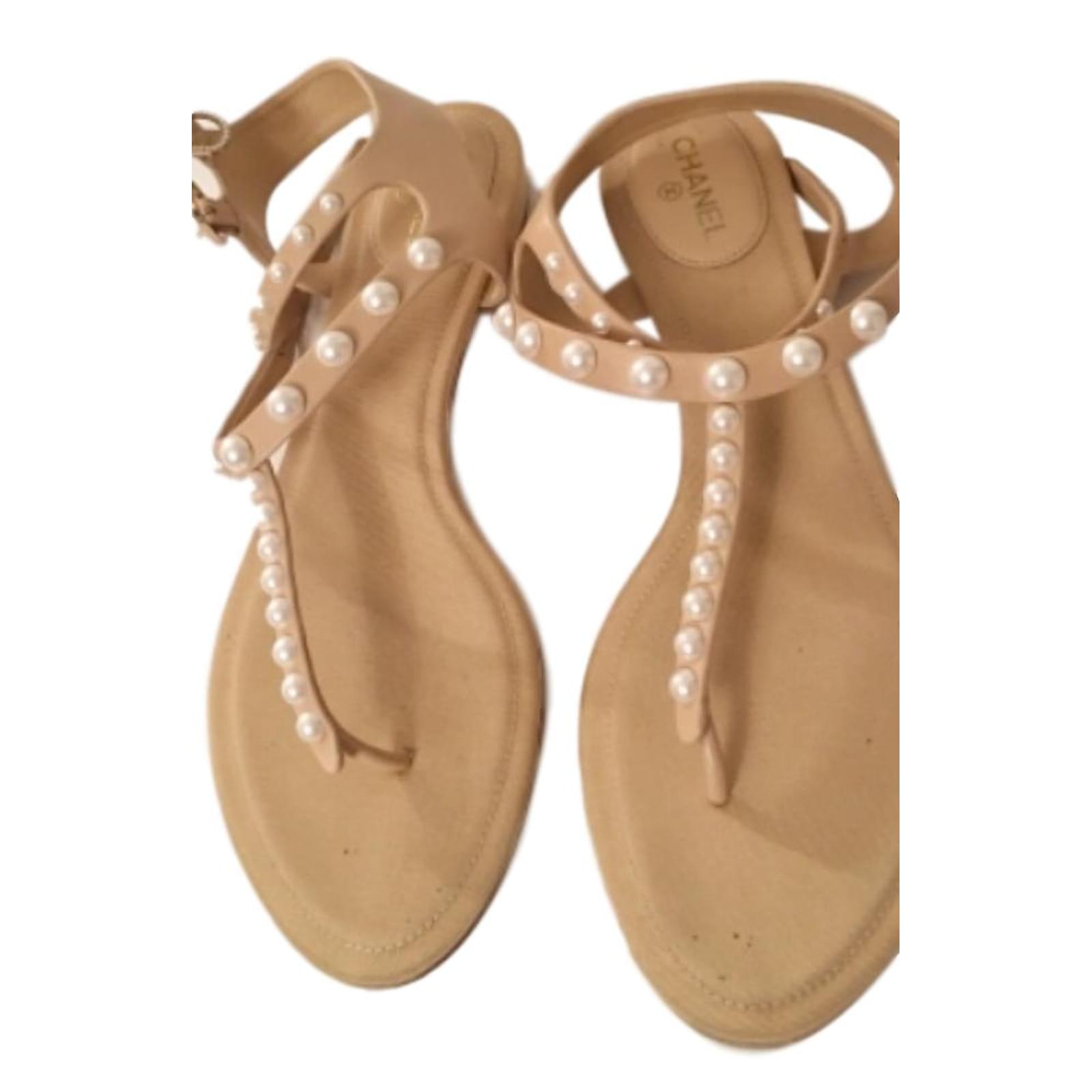 chanel sandals beige