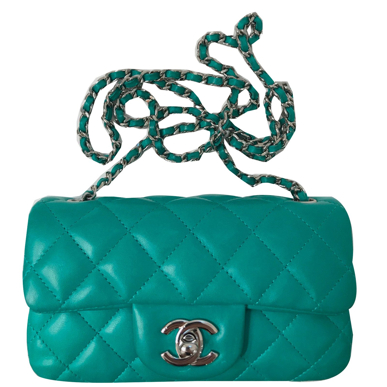 Chanel Cross-body timeless extra mini flap bag Green Leather ref.50649 -  Joli Closet