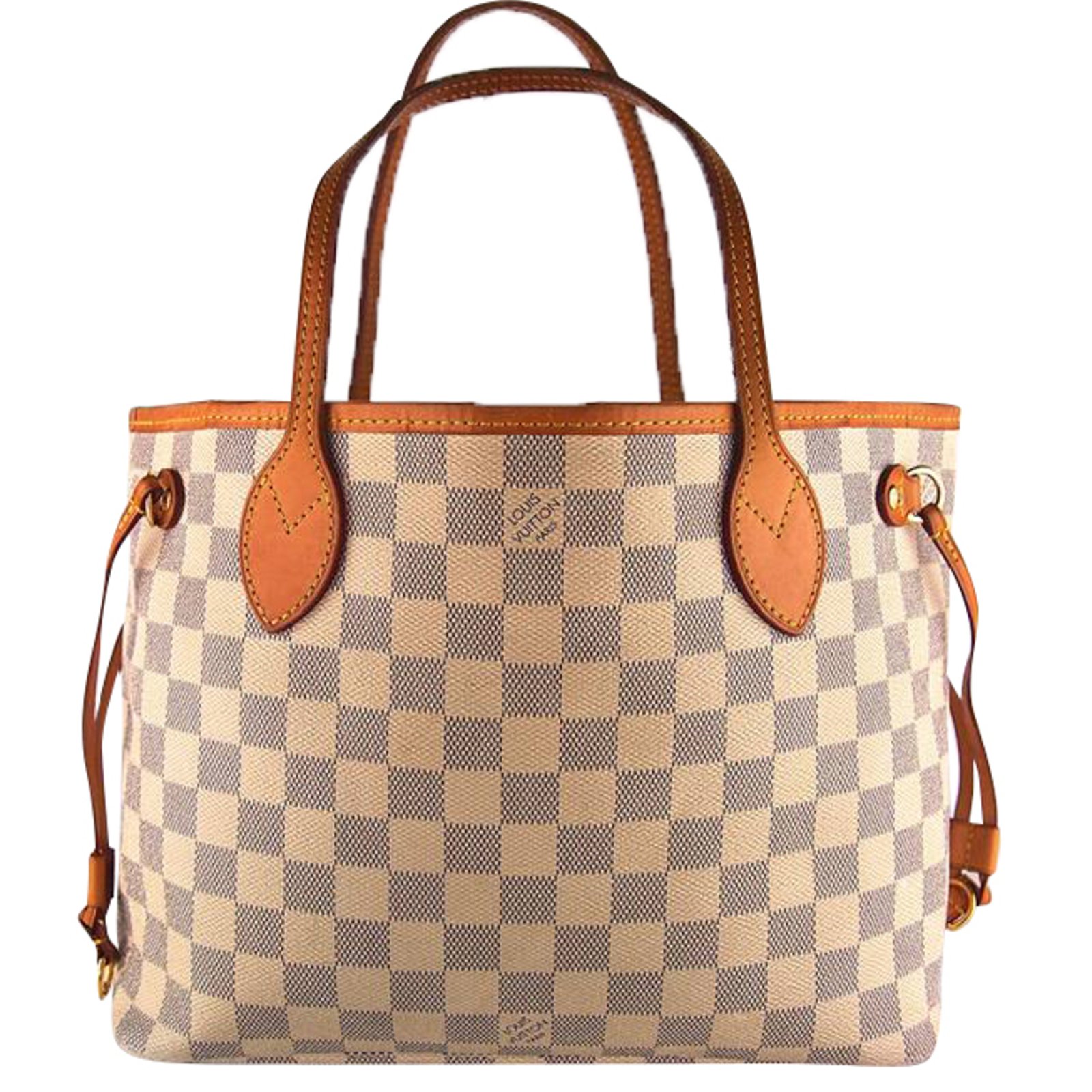 Louis Vuitton Neverfull pm Handbags Leather,Cloth Grey ref.51216 - Joli Closet
