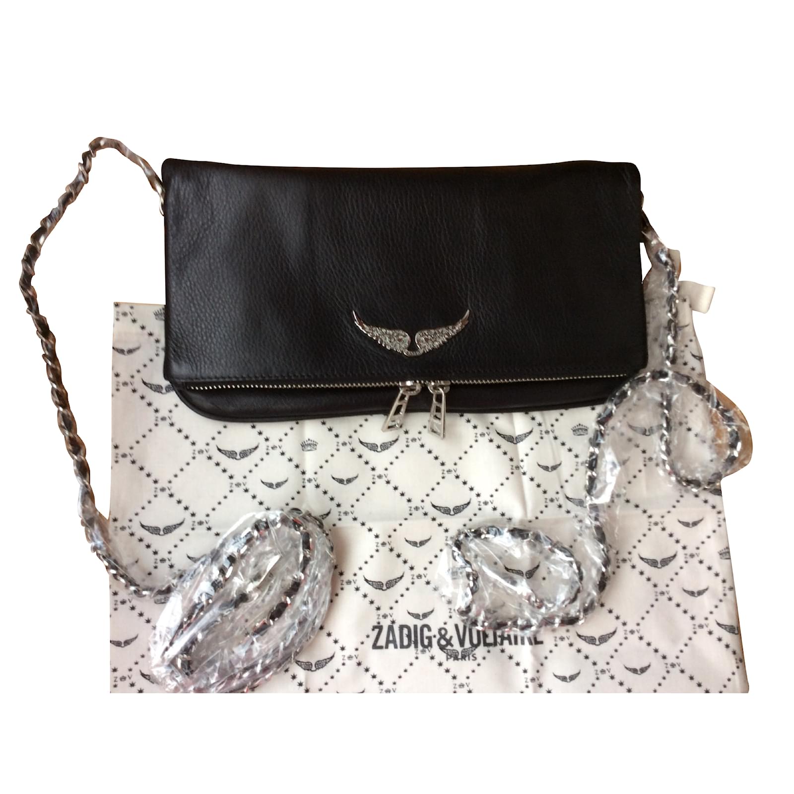 Zadig & Voltaire Clutch bag Black Leather ref.51843 Joli Closet