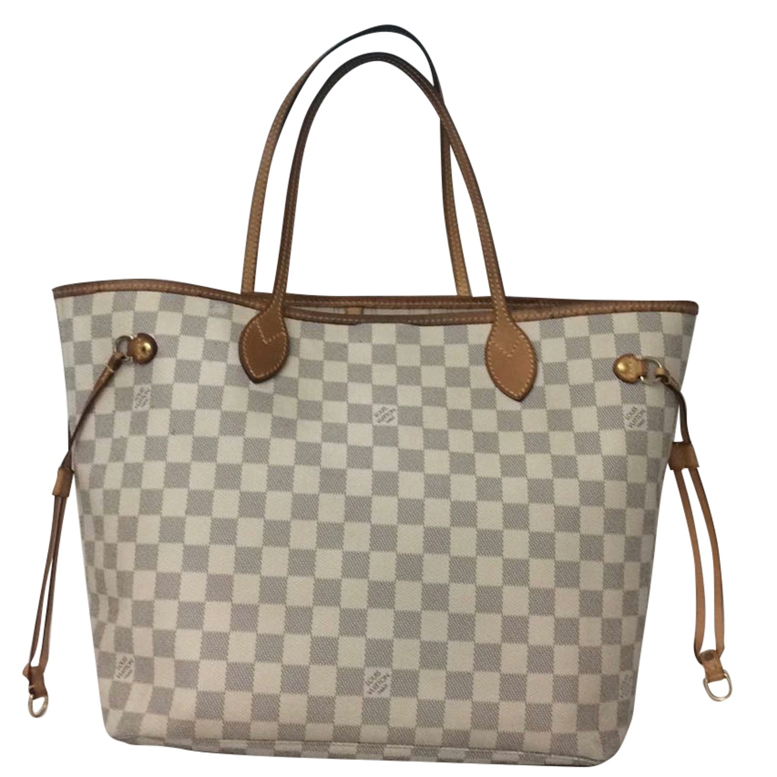 Louis Vuitton Neverfull MM damier azur Handbags Leather,Cloth Beige ref.51931 - Joli Closet