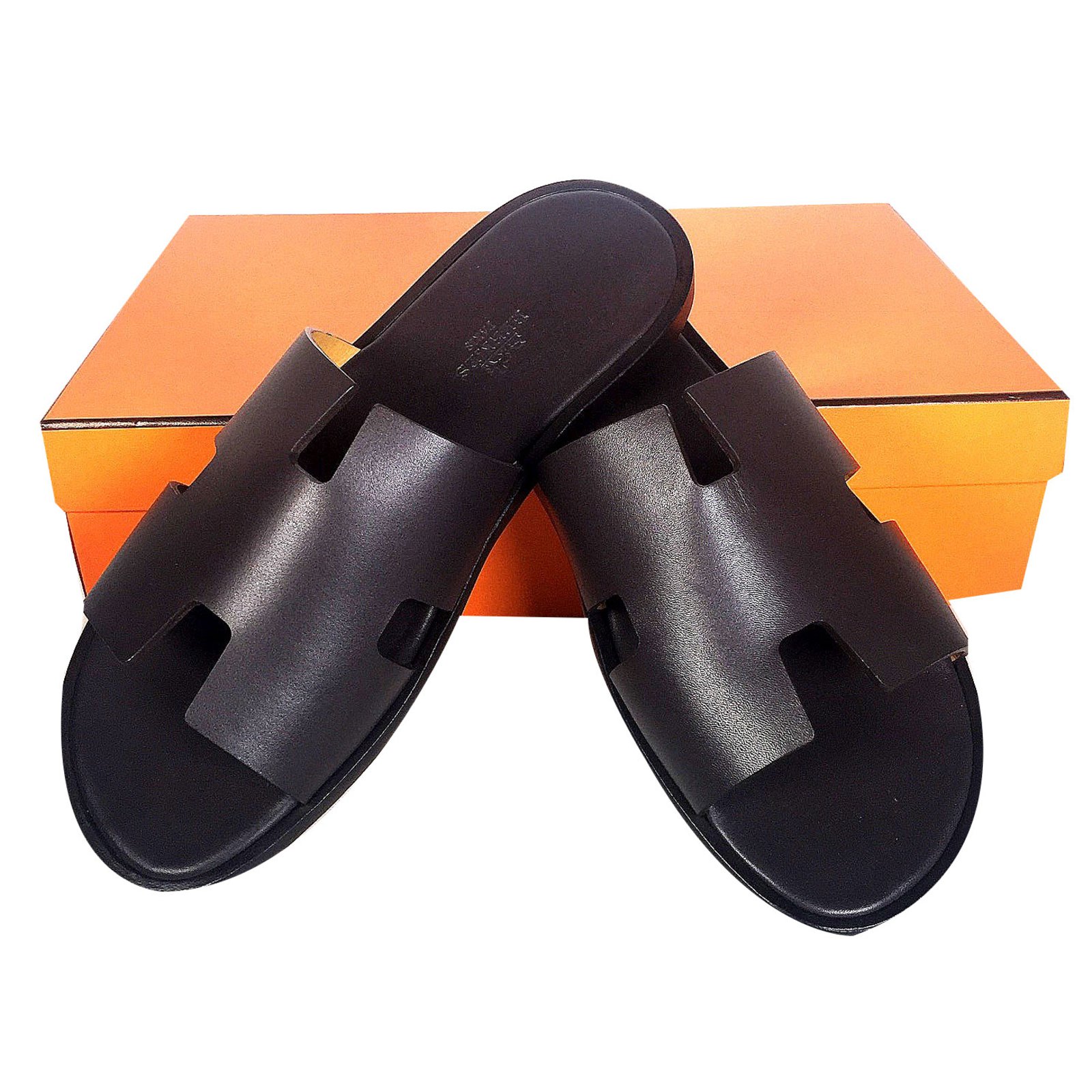Hermès Izmir Men Sandals Leather Black 