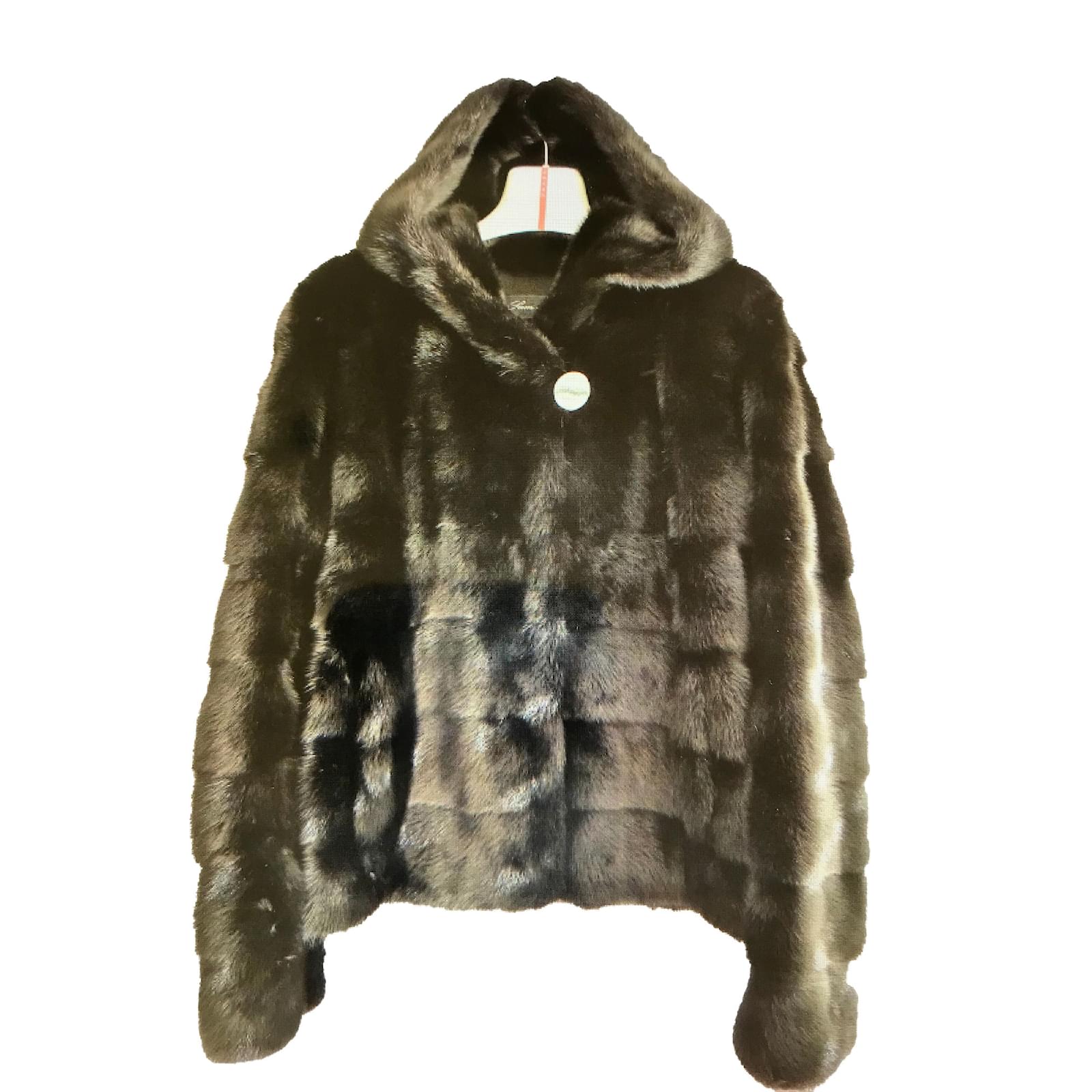 Sam Rone Jackets Dark brown Fur Joli Closet
