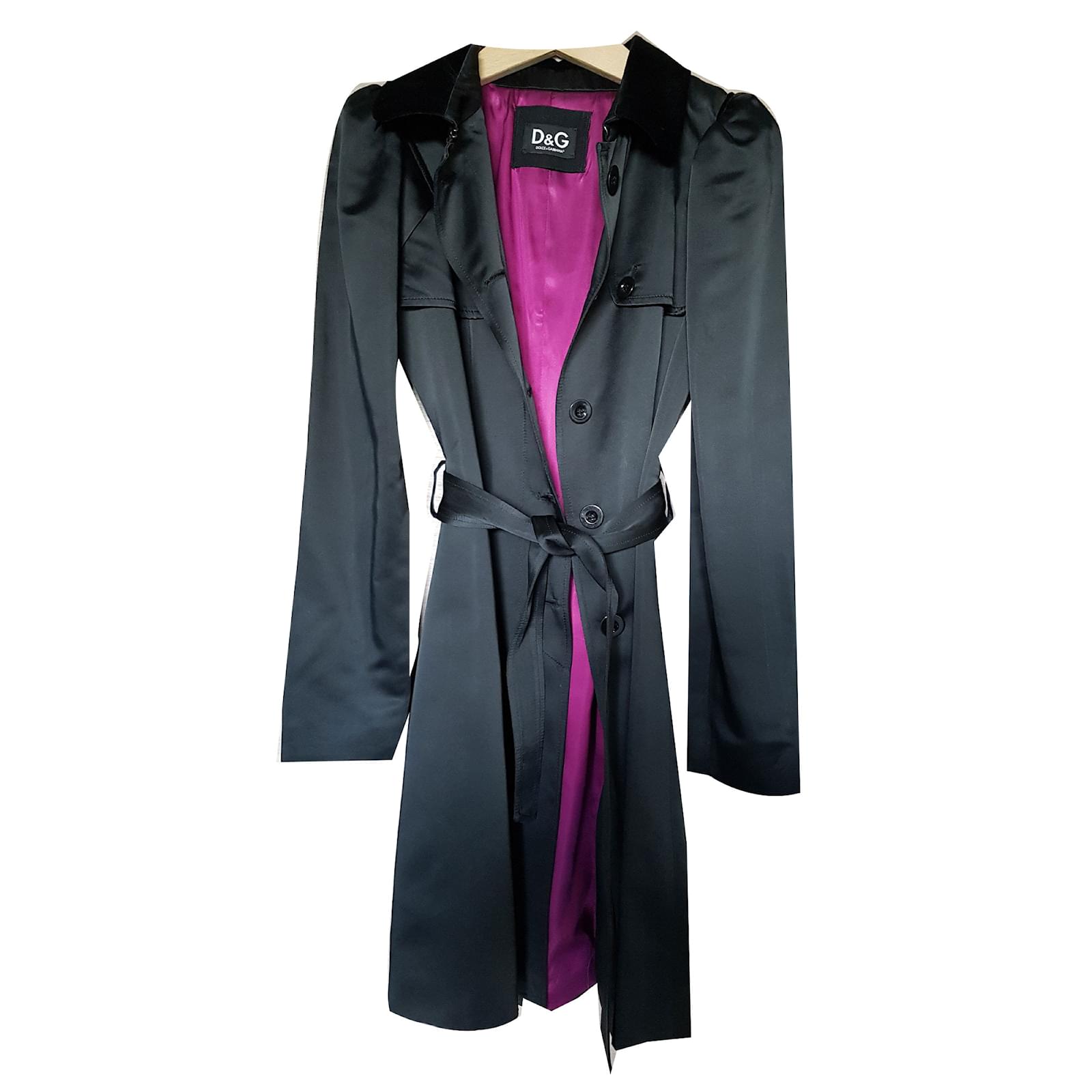 Dolce Gabbana Trenchcoats Schwarz Pink Satin Joli Closet