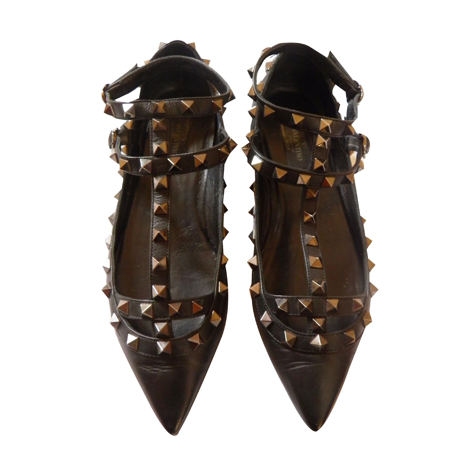 rockstud calfskin leather slingback ballet flat
