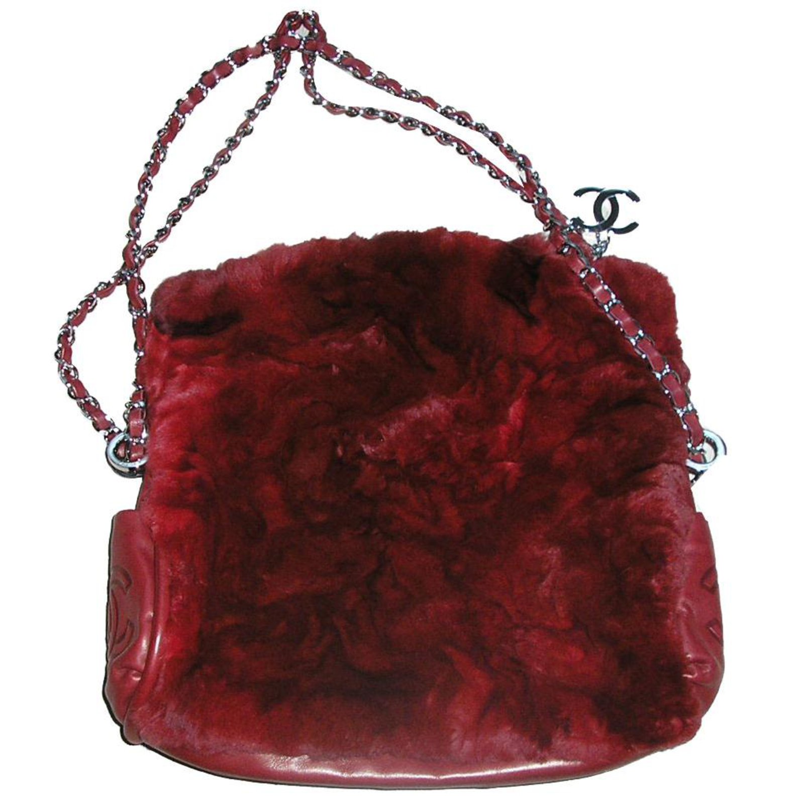 Chanel red sales fur bag