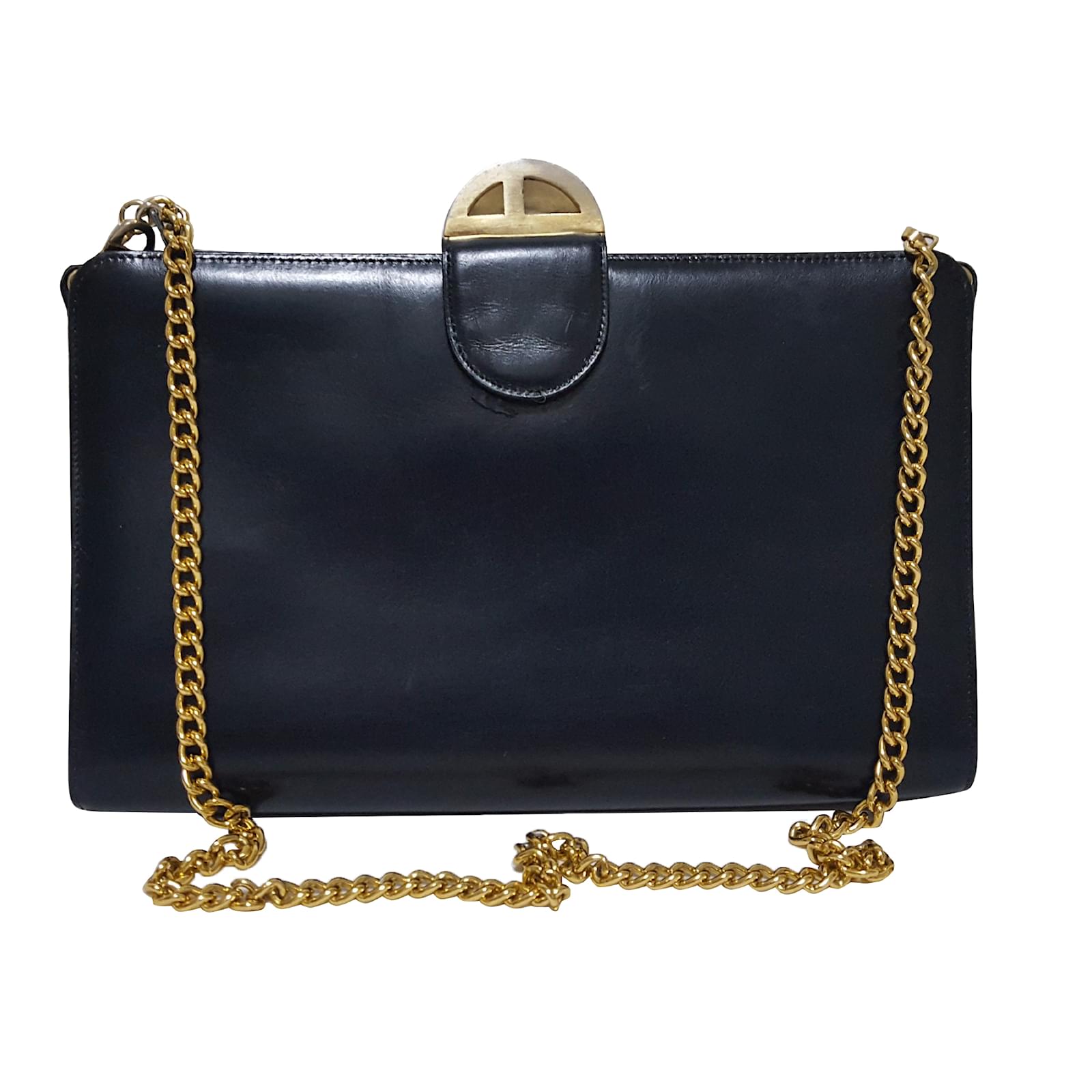 Dior Vintage Clutch Bag Handbags Leather Black Ref 53421 Joli Dior Vintage Clutch Bag Handbags Leather Black Ref 53421