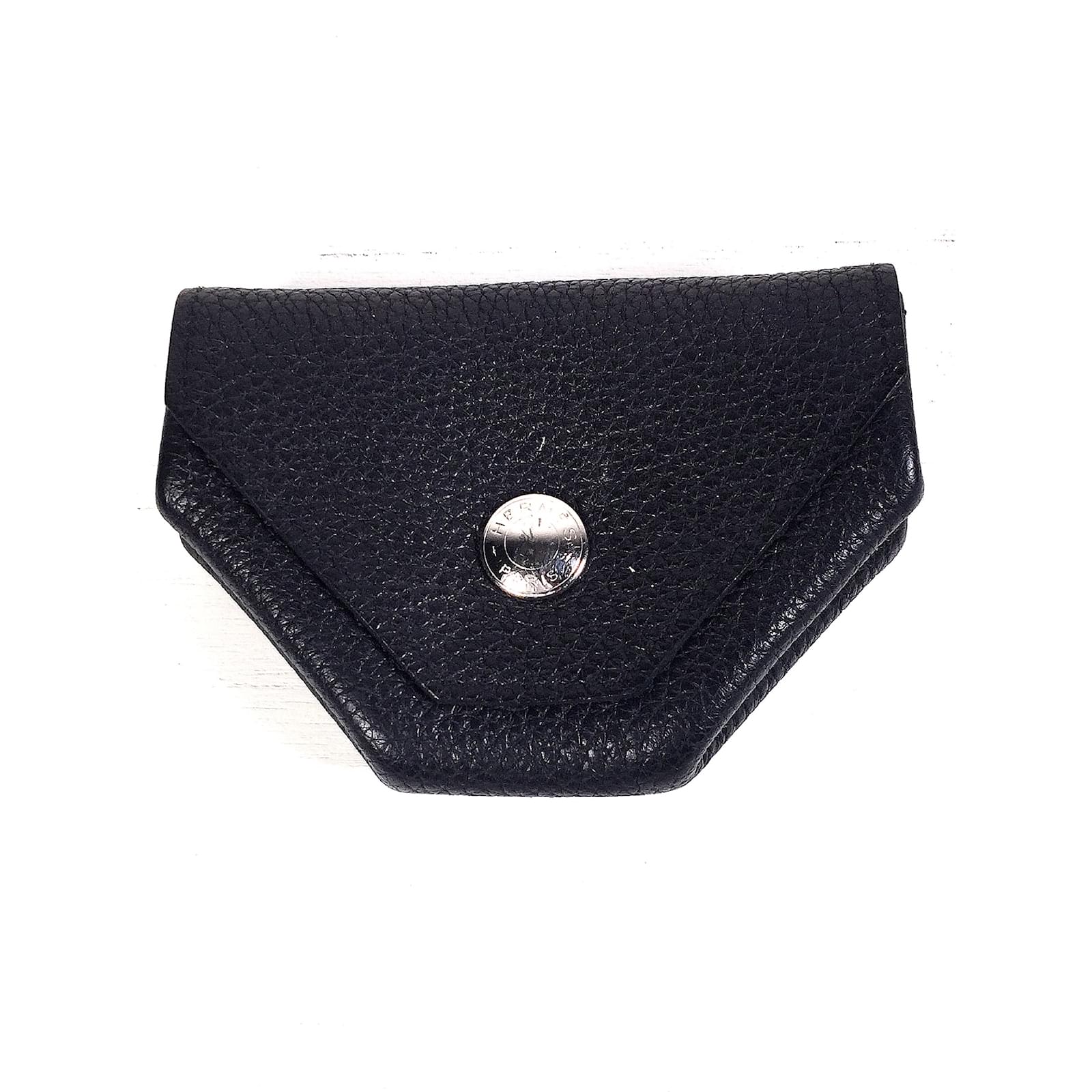 hermes black leather purse