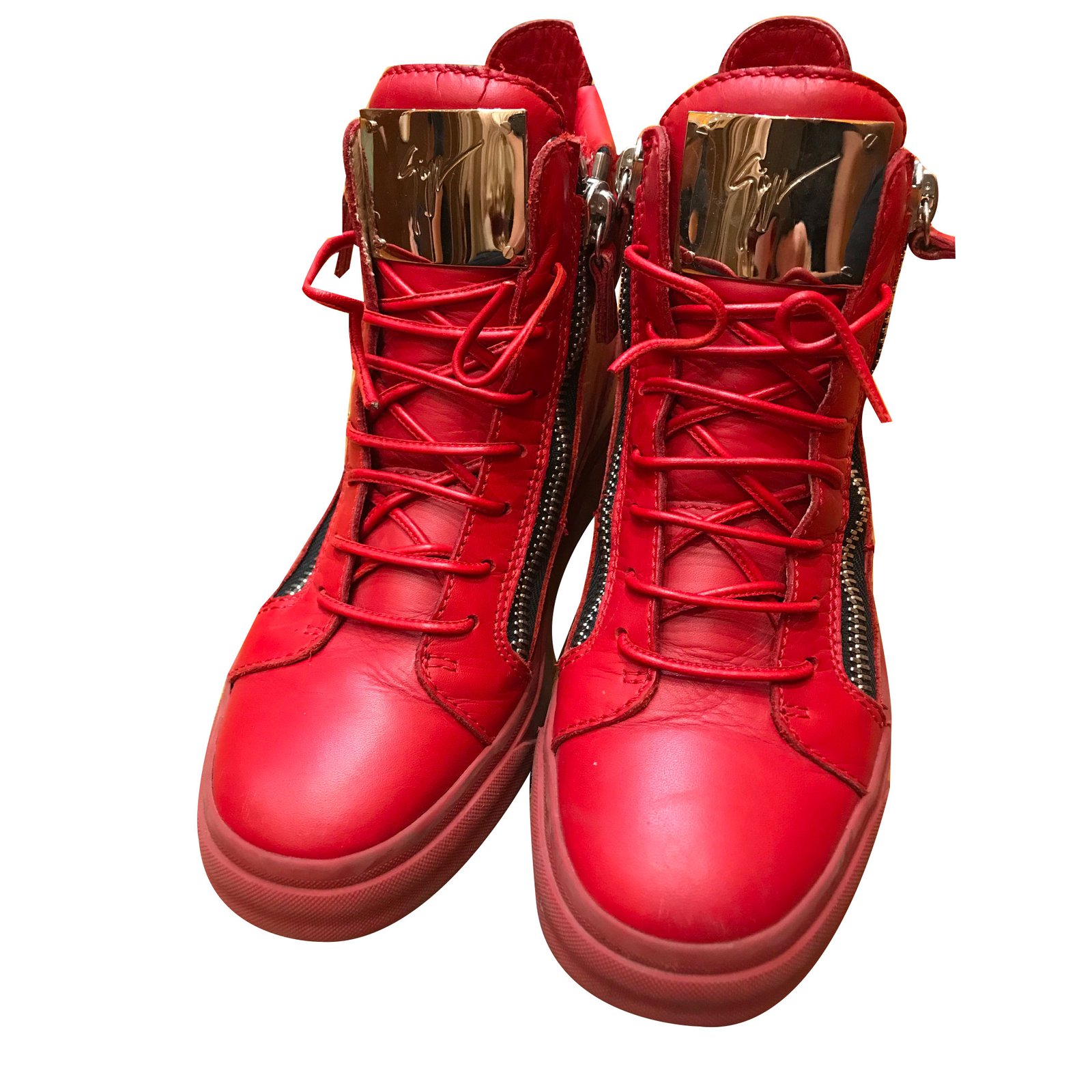 Beskatning Diverse varer reservedele Giuseppe Zanotti Sneakers Red Leather ref.53905 - Joli Closet