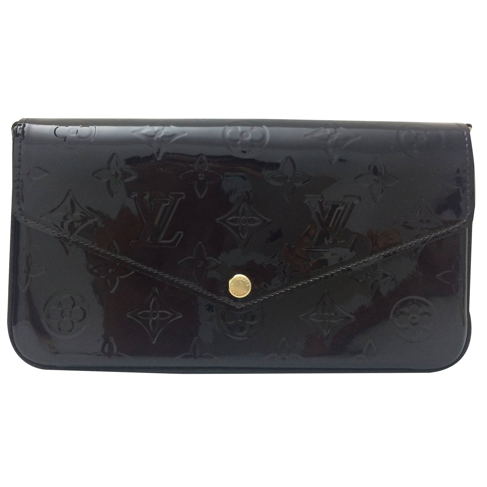 Patent leather clutch bag Louis Vuitton Brown in Patent leather