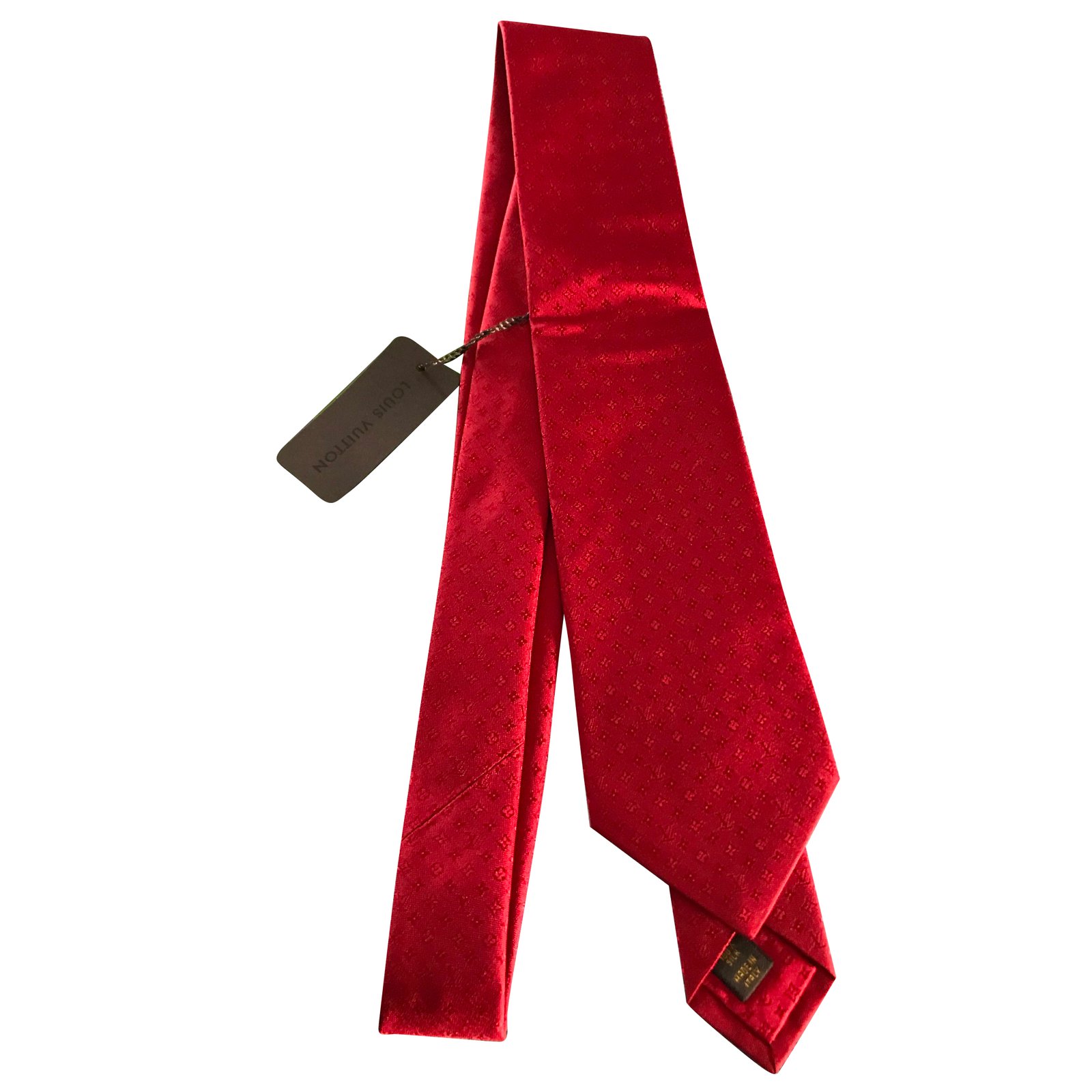 Louis Vuitton Cravatta Vuitton Red Silk ref.54280 - Joli Closet