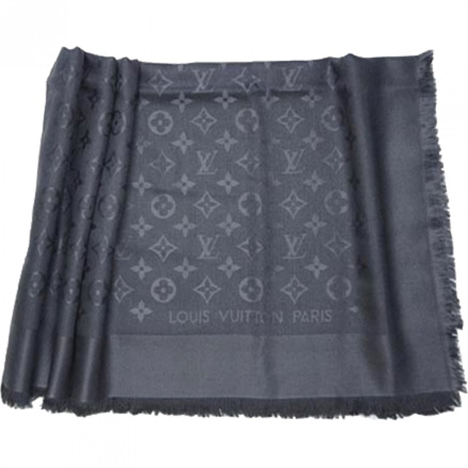 Louis Vuitton Classic Monogram Scarf Grey Silk ref.54622 - Joli Closet