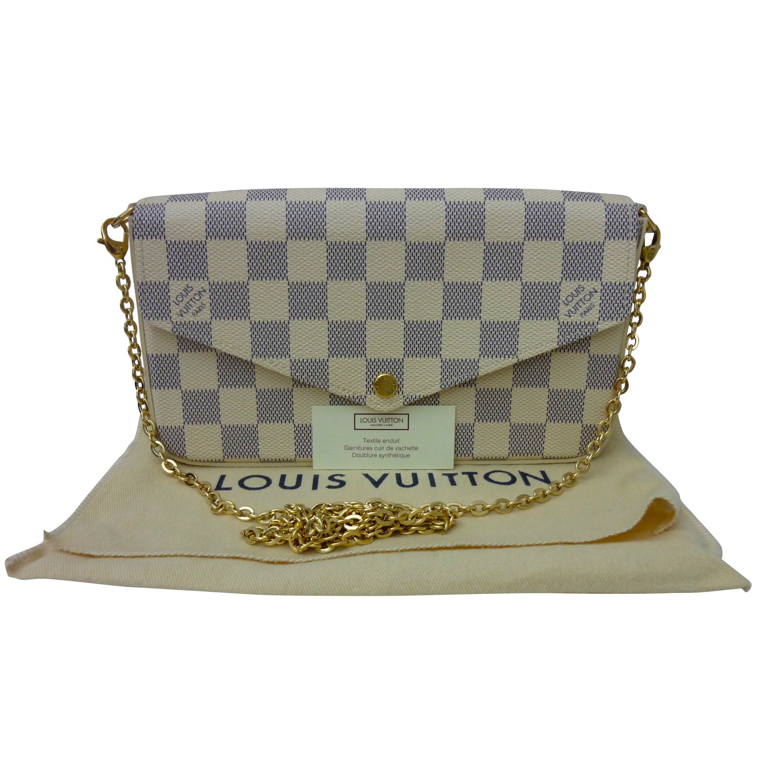 Louis Vuitton Félicie Damier Azur Beige Leather Cloth ref.55200 - Joli  Closet