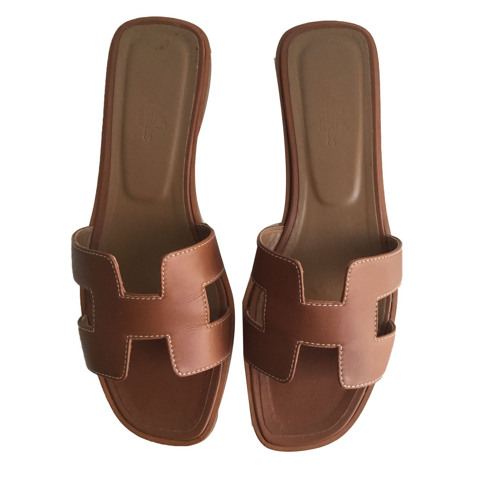 Hermès Oran Sandals Leather Brown ref 