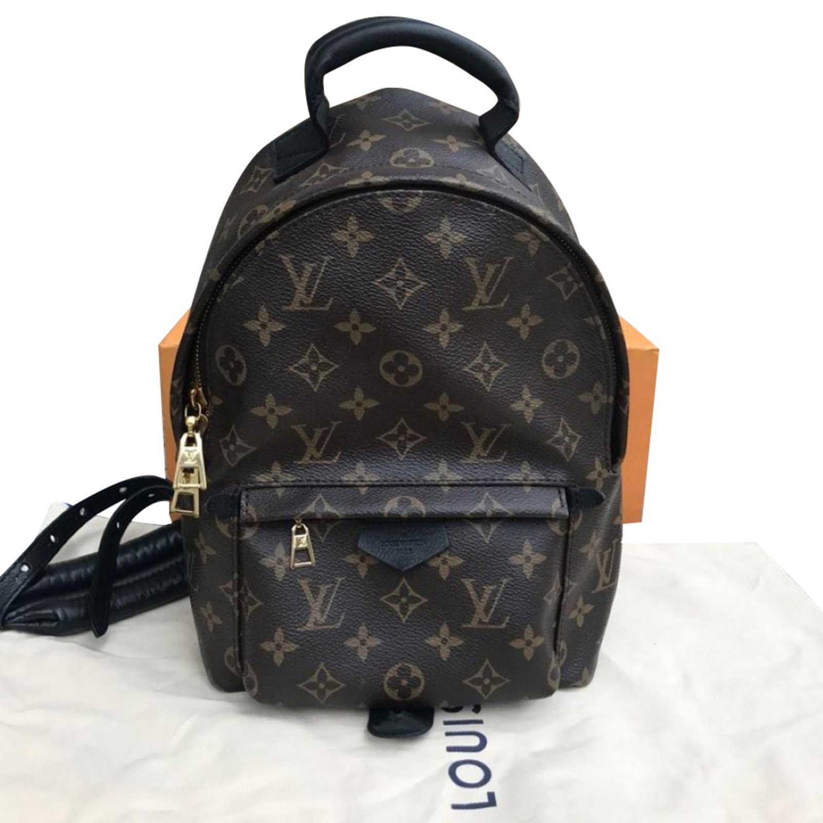 Palm springs cloth backpack Louis Vuitton Black in Cloth - 36934292