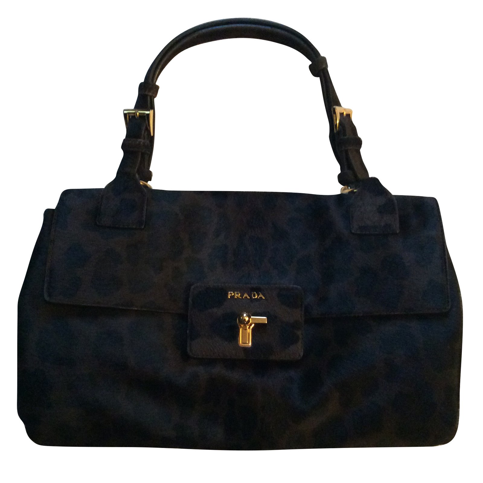 Prada Handbags Pony Style Calfskin Dark Brown Ref 55892 Prada Handbags Pony Style Calfskin Dark Brown Ref 55892
