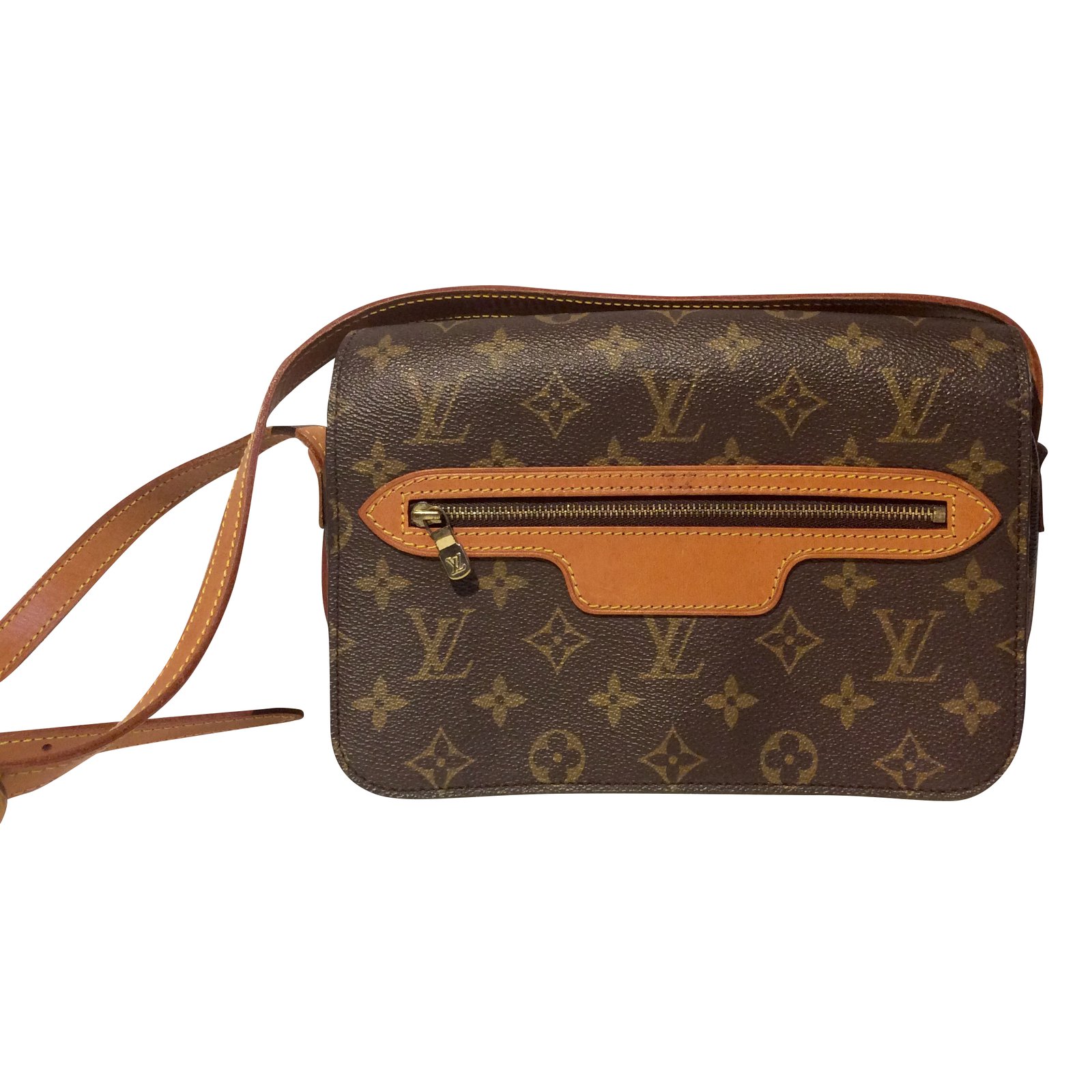 Louis Vuitton St germain vintage Brown Leather Cloth ref.55937