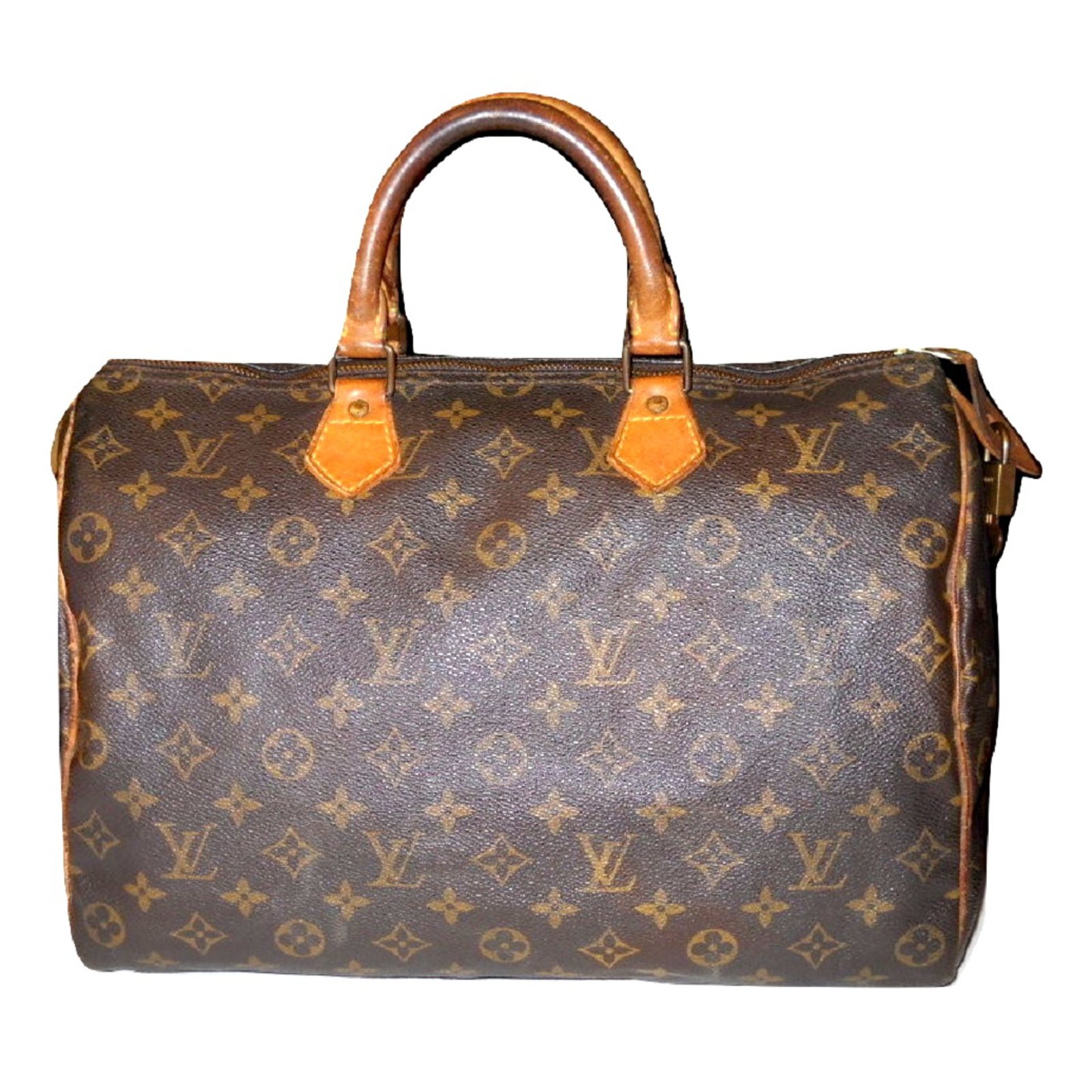 Vintage bag LOUIS VUITTON, Speedy model 35cm, 1990 Brown Cloth ref.153157 -  Joli Closet