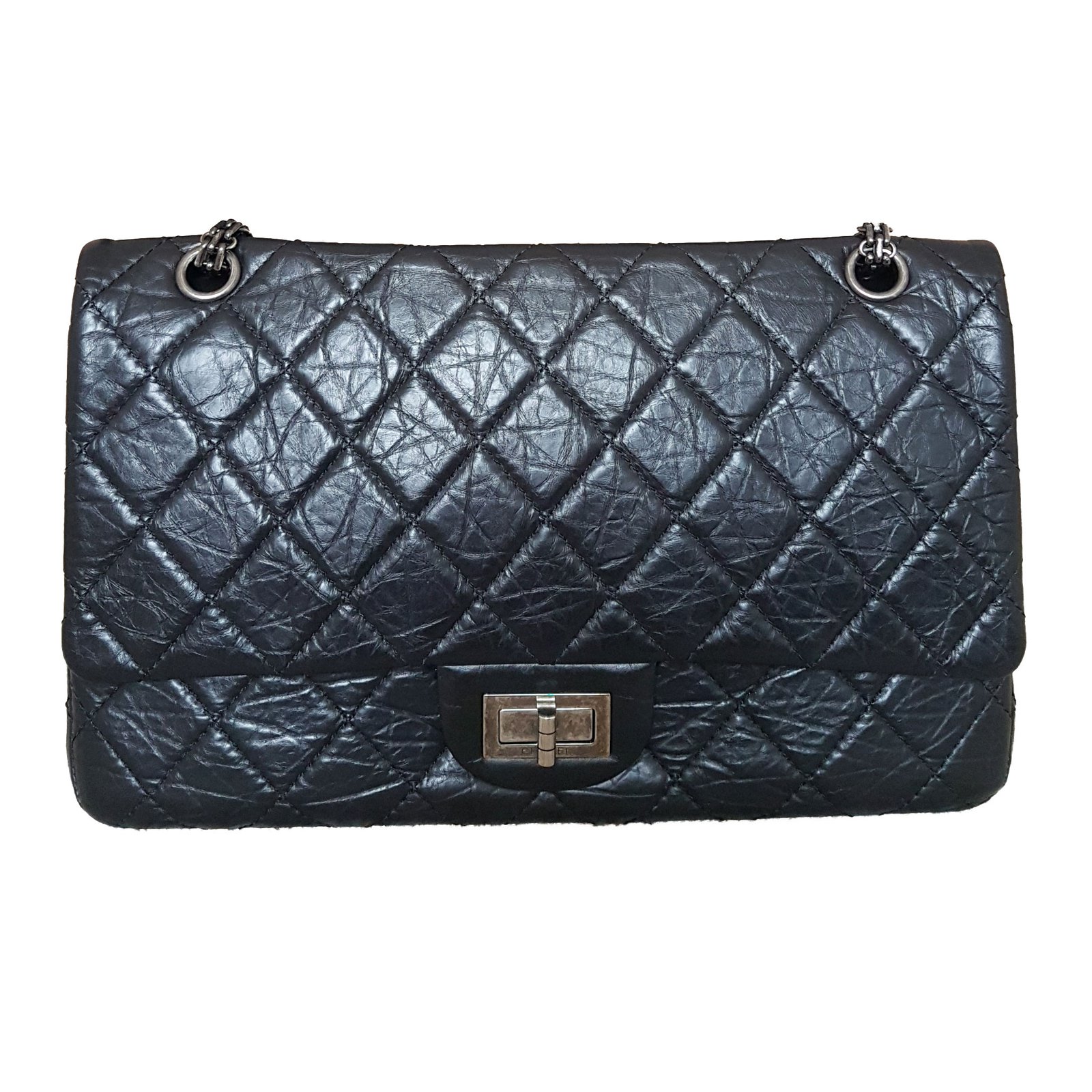 Chanel 2.55 Reissue 227 Black Leather ref.56444 - Joli Closet