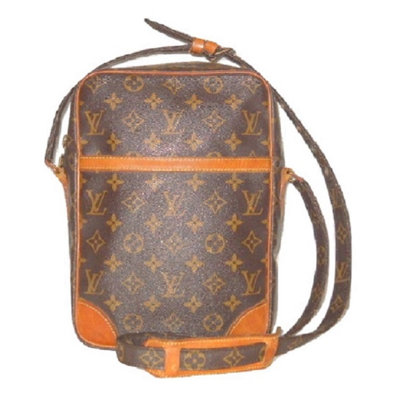 Louis Vuitton vintage Danube MM Monogram. Bags Briefcases Leather,Cloth Brown,Orange ref.56582 ...