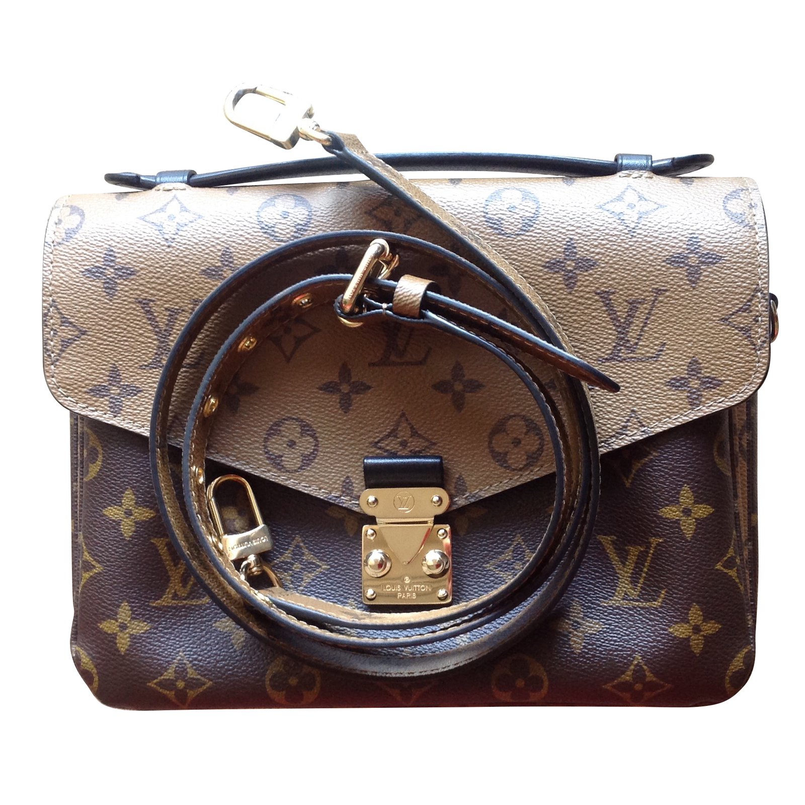 Louis Vuitton Louis Vuitton pochette Metis reverse Handbags Patent leather Brown ref.56838 ...