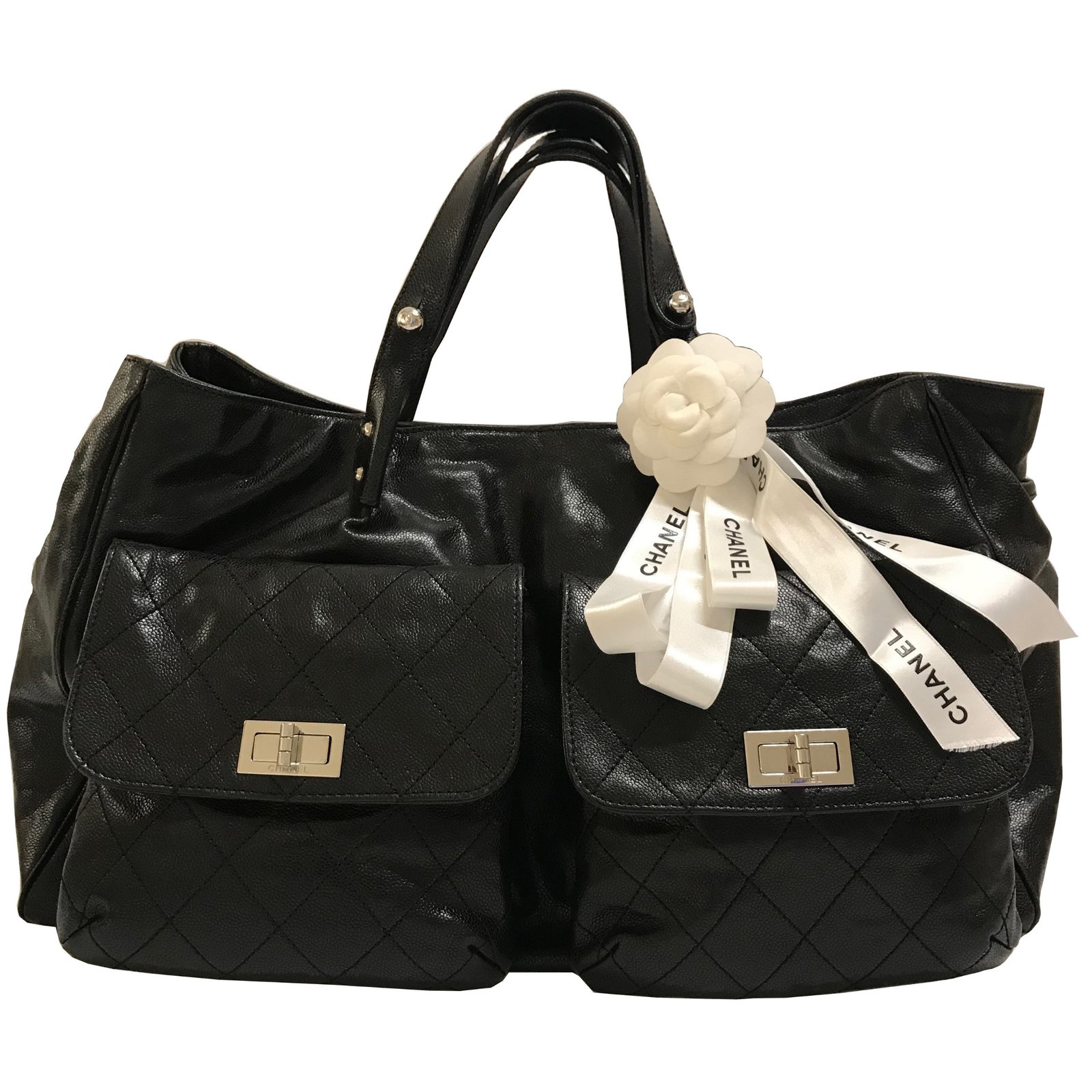 chanel black large tote