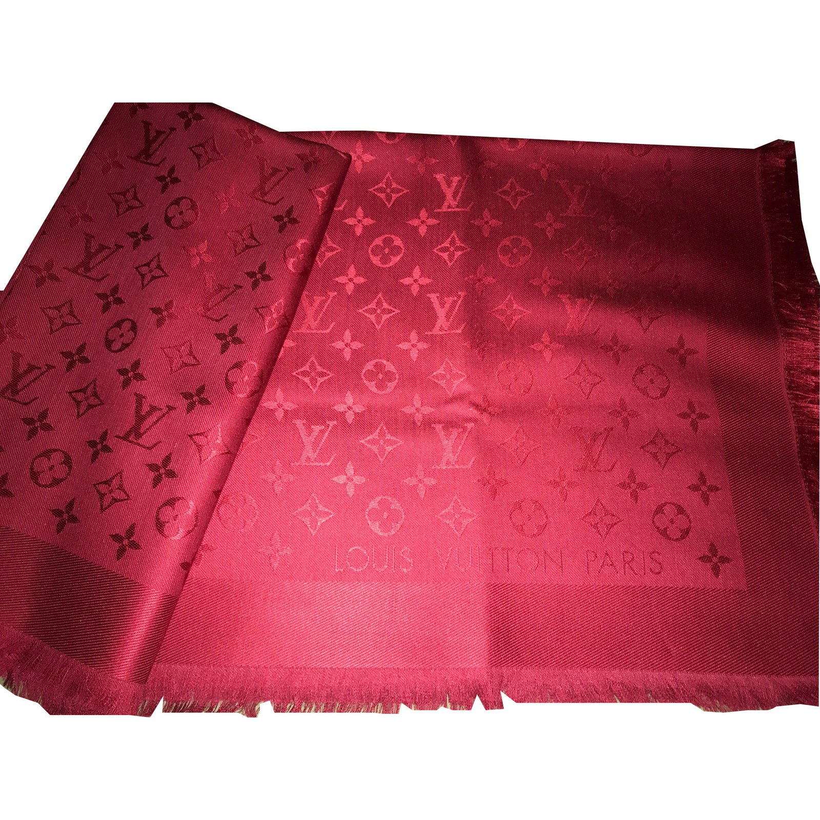 Louis Vuitton Red Printed Silk Square Scarf Louis Vuitton