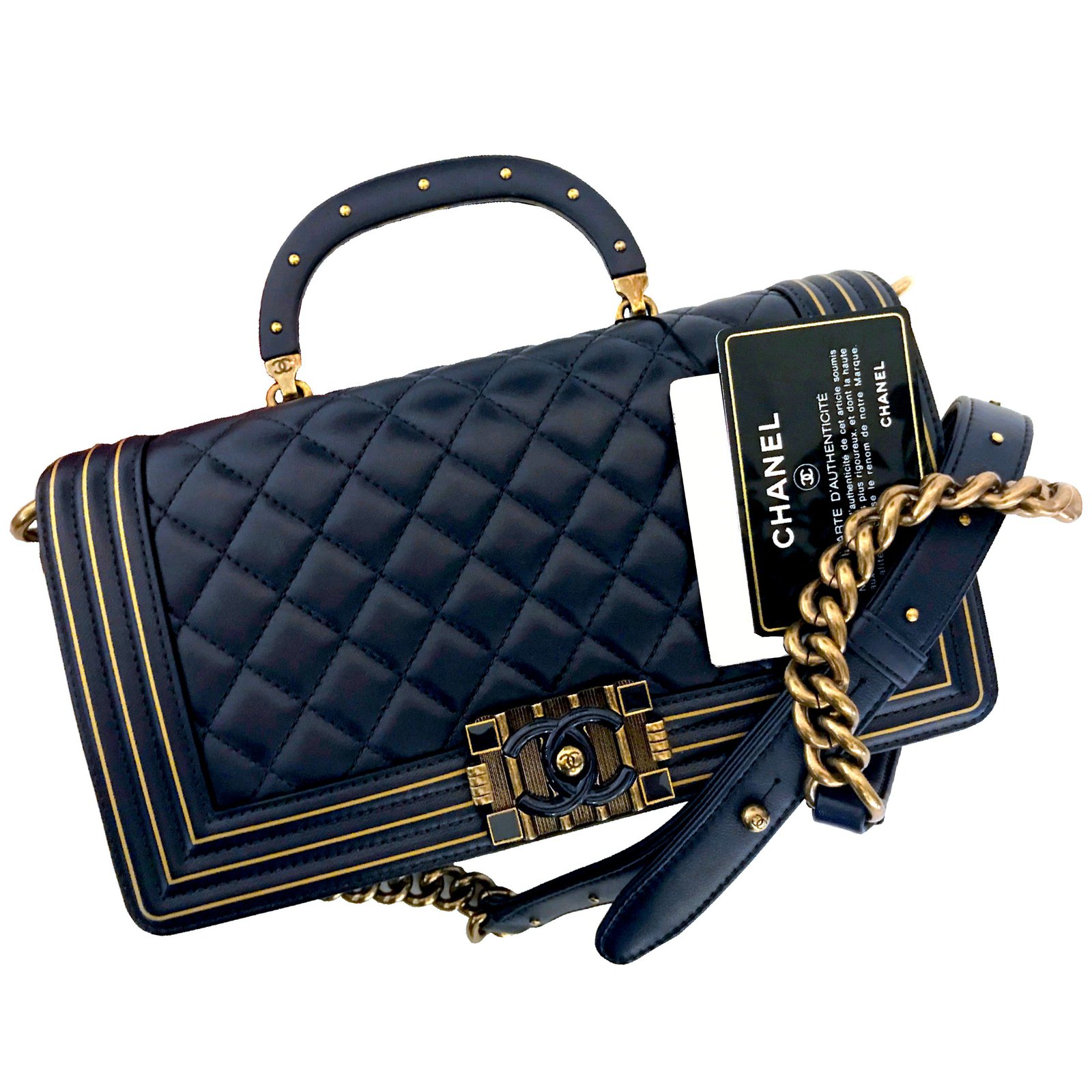 chanel python boy bolsa with handle