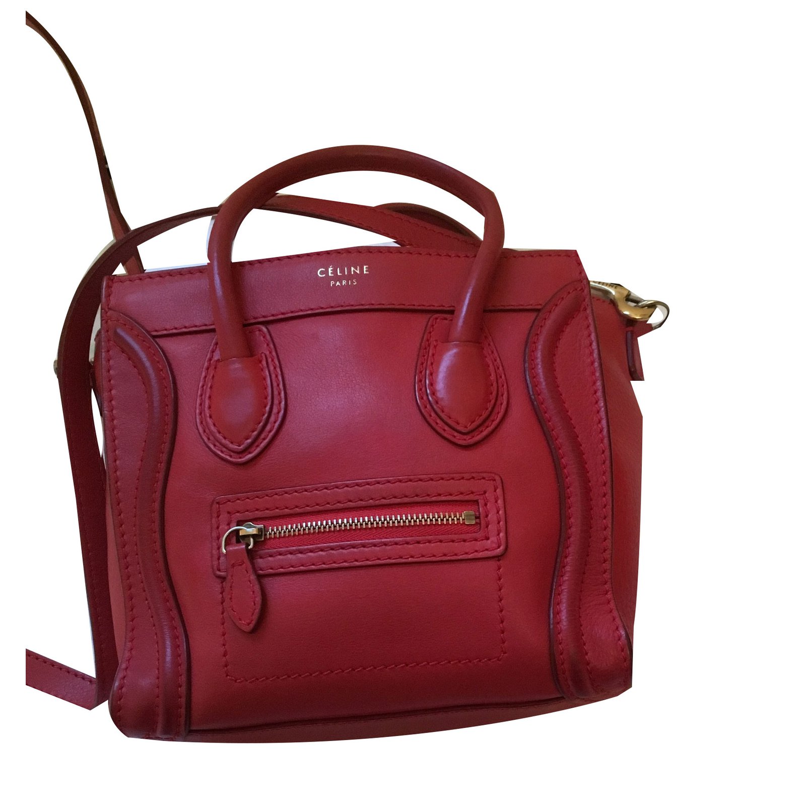 celine nano luggage red