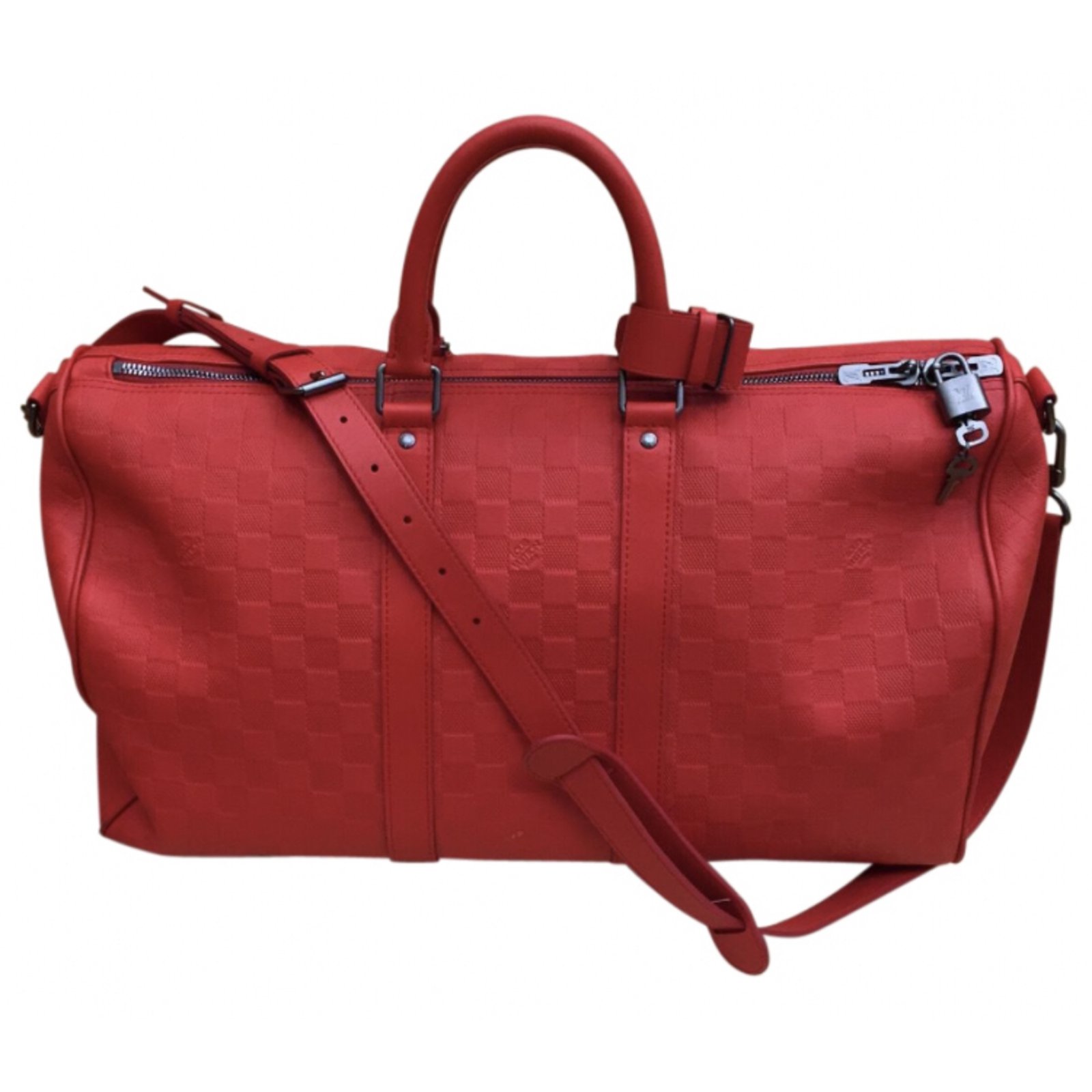 Louis Vuitton 45 keepall infini fusion Bags Briefcases Leather Orange ref.57960 - Joli Closet