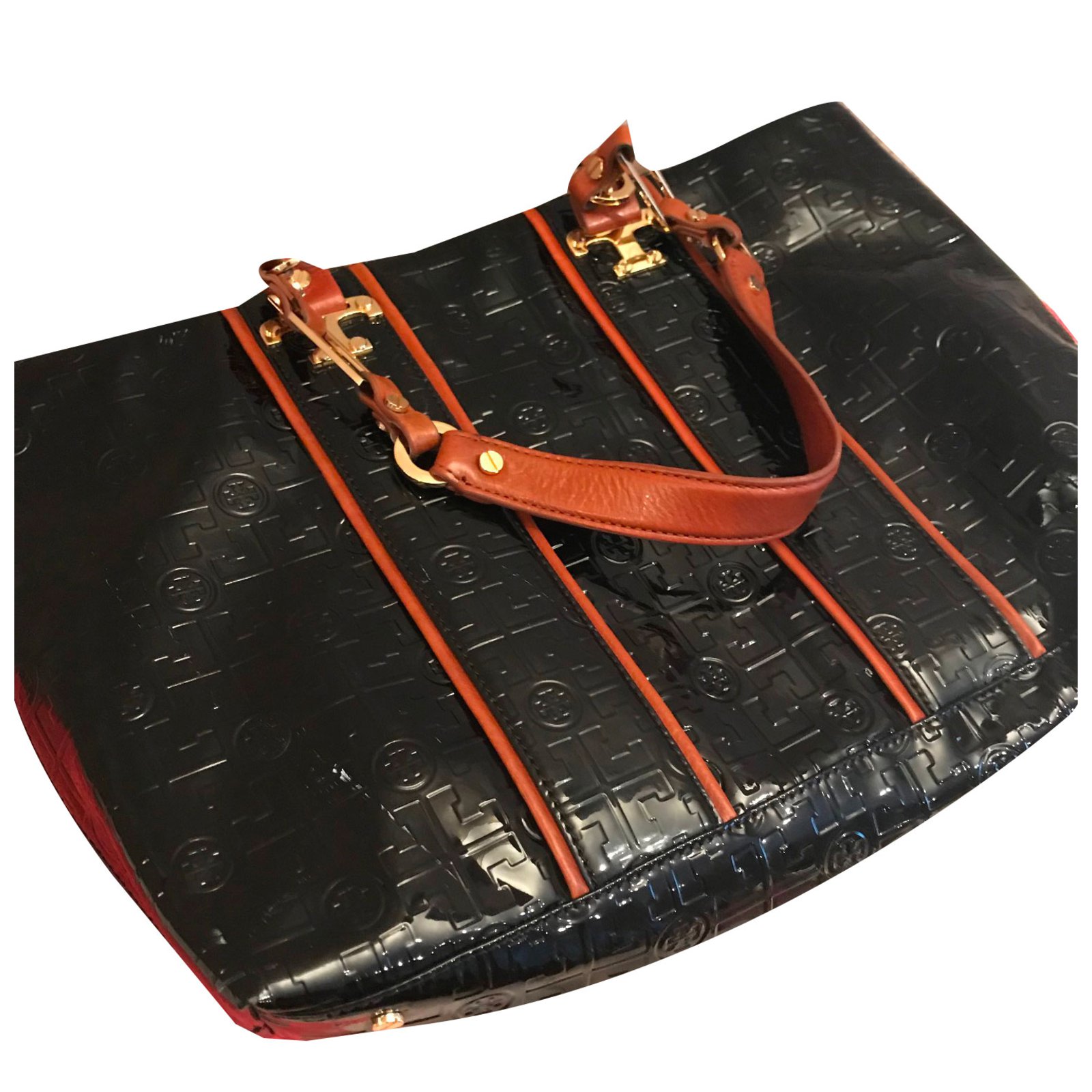 Tory Burch Large Black Leather Handbag Patent leather  - Joli  Closet