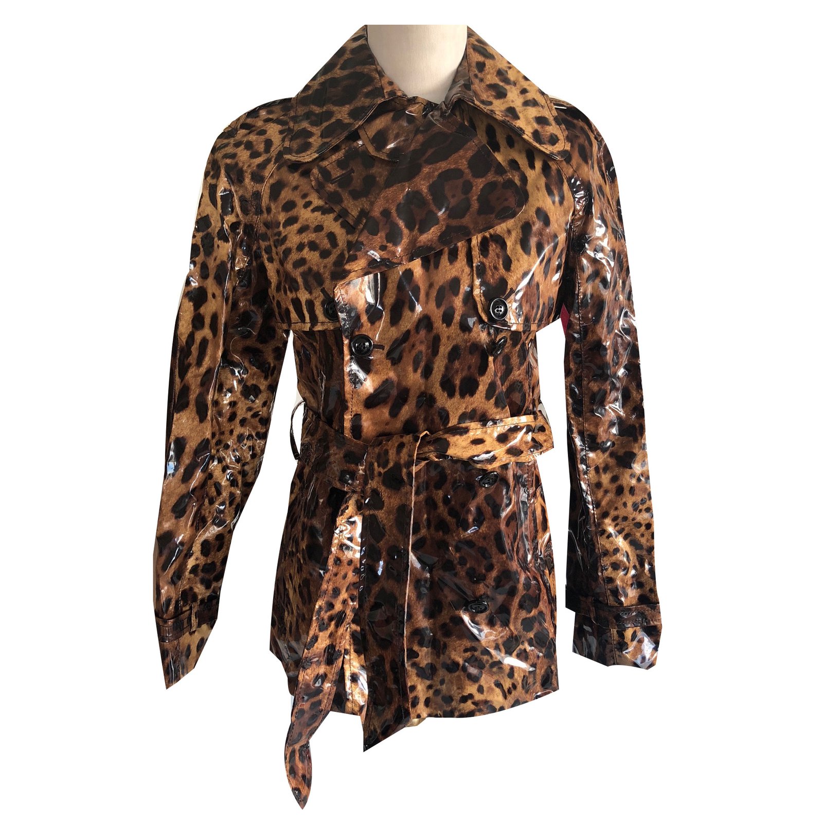 Dolce & Gabbana Leopard-Print Long Trench Coat