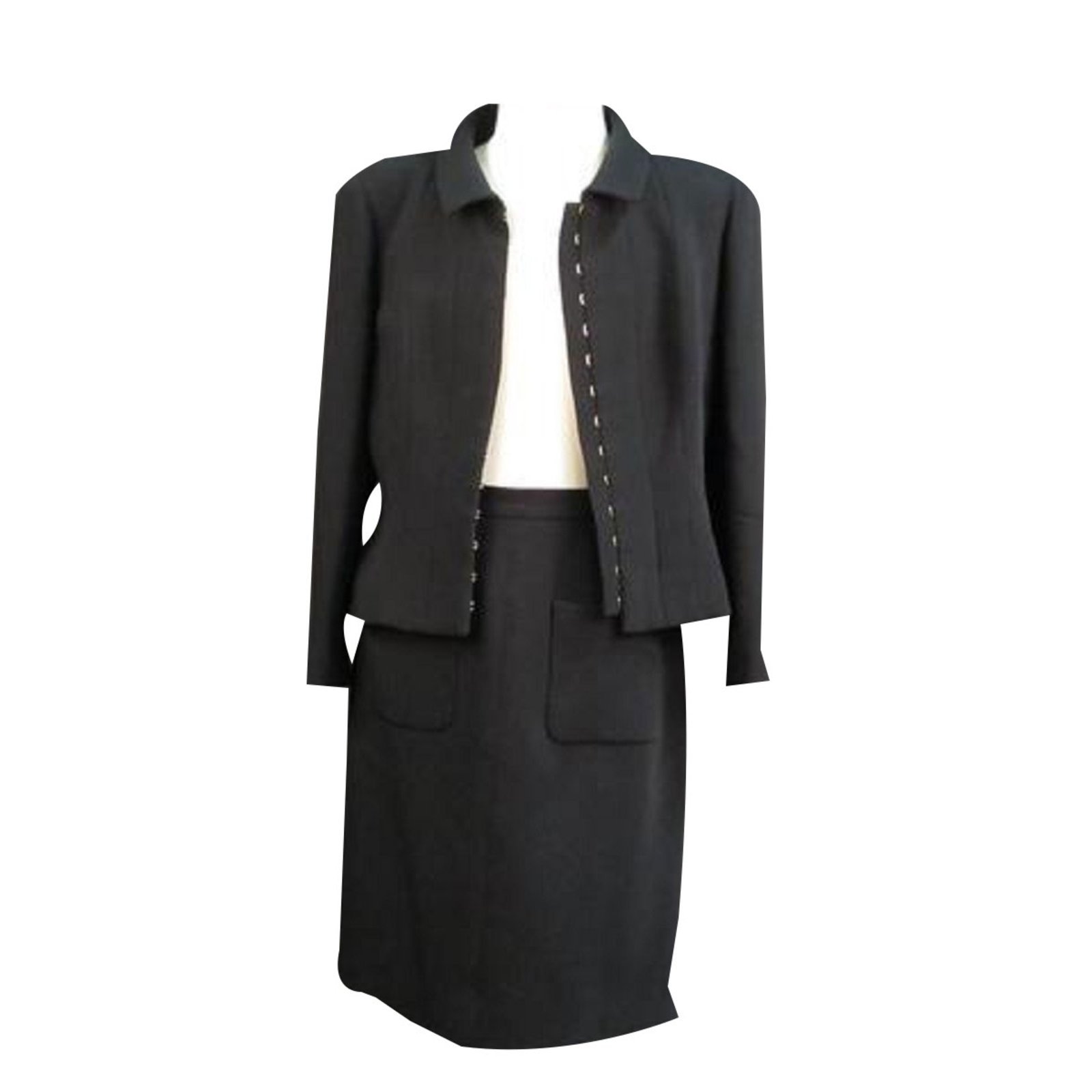 Chanel Skirt suit Black Wool ref.58469 - Joli Closet