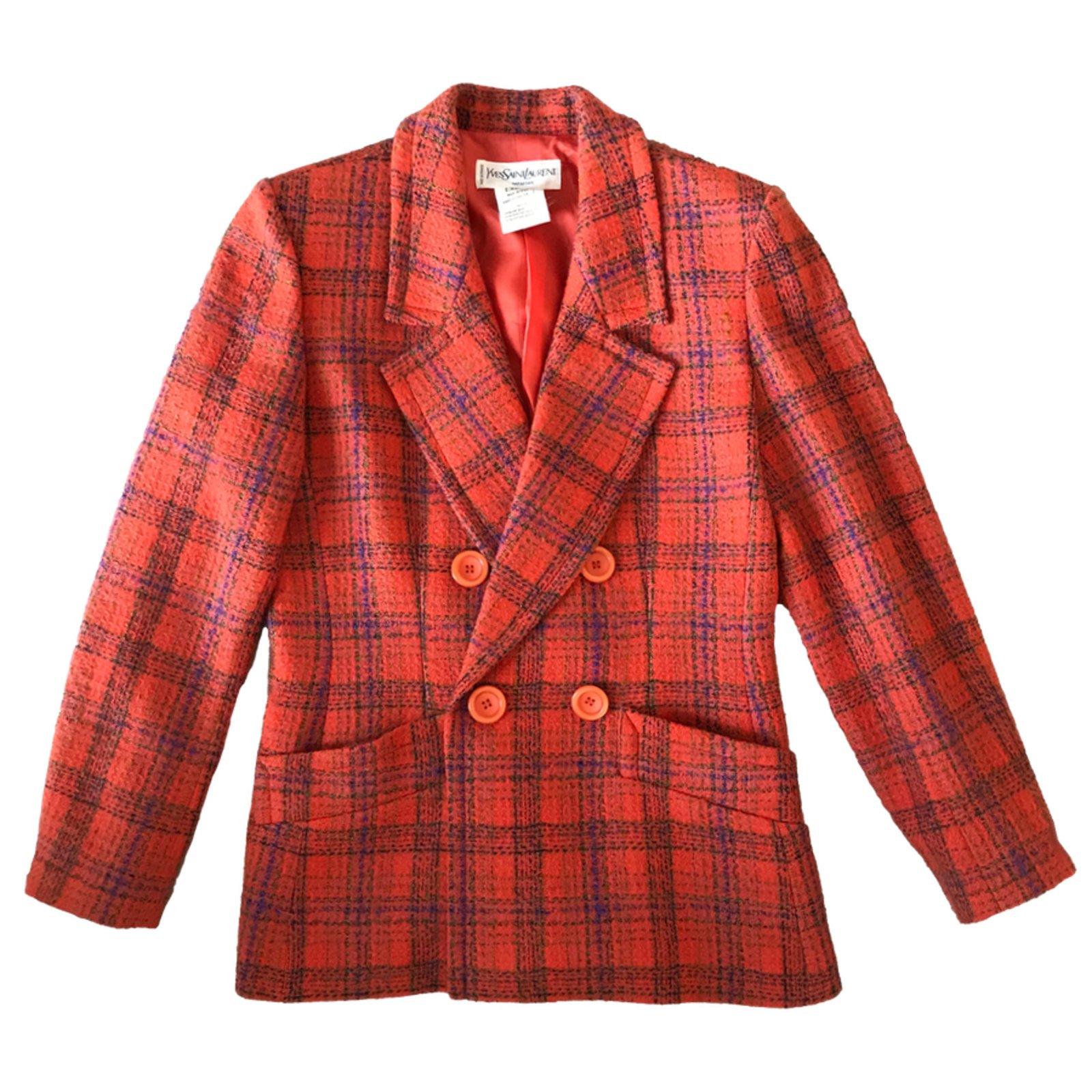 YVES SAINT LAURENT Jacket Red Orange Purple Wool ref.59162 - Joli Closet