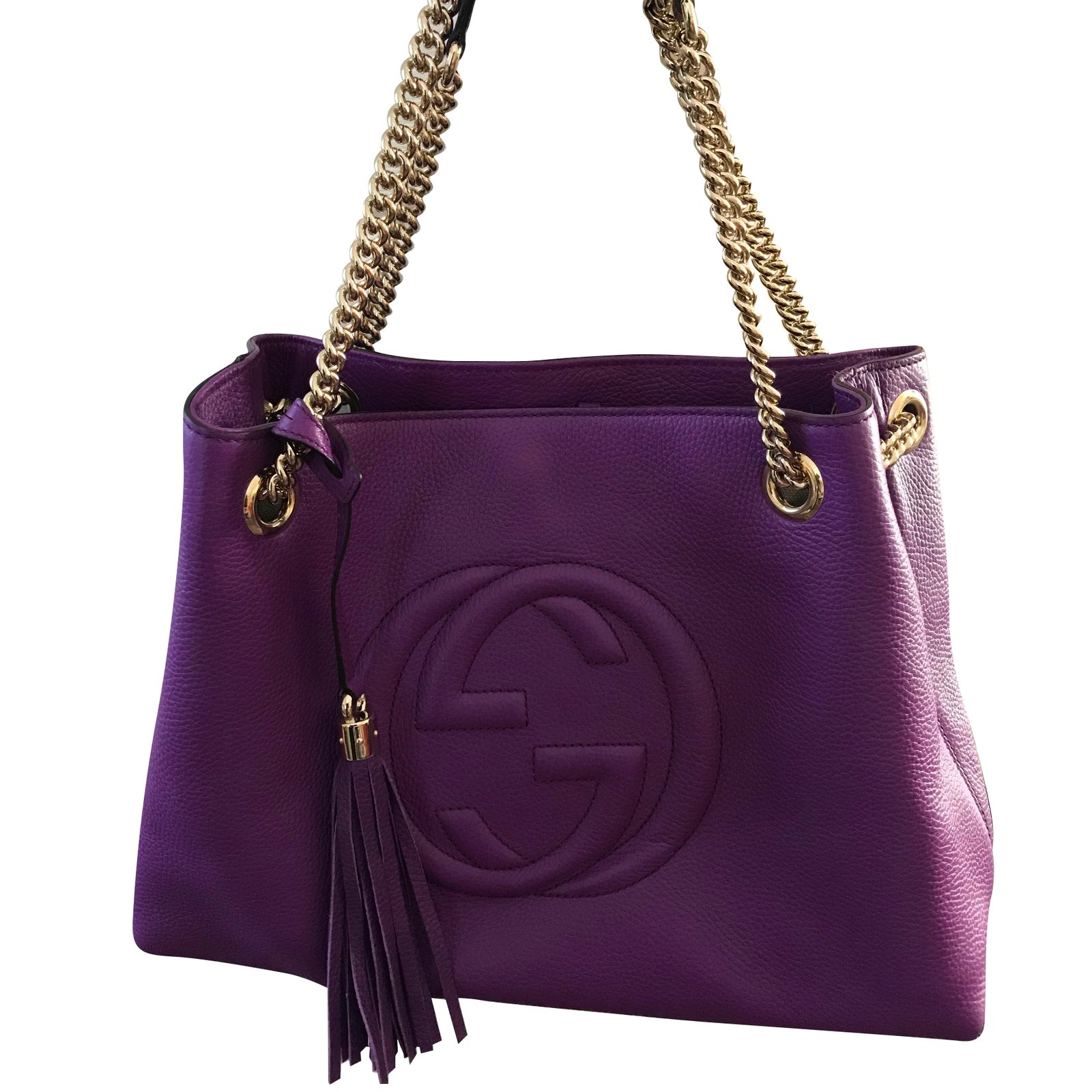 Gucci GUCCI Soho purple shoulder bag with chain strap Handbags Leather Purple ref.59229 - Joli ...