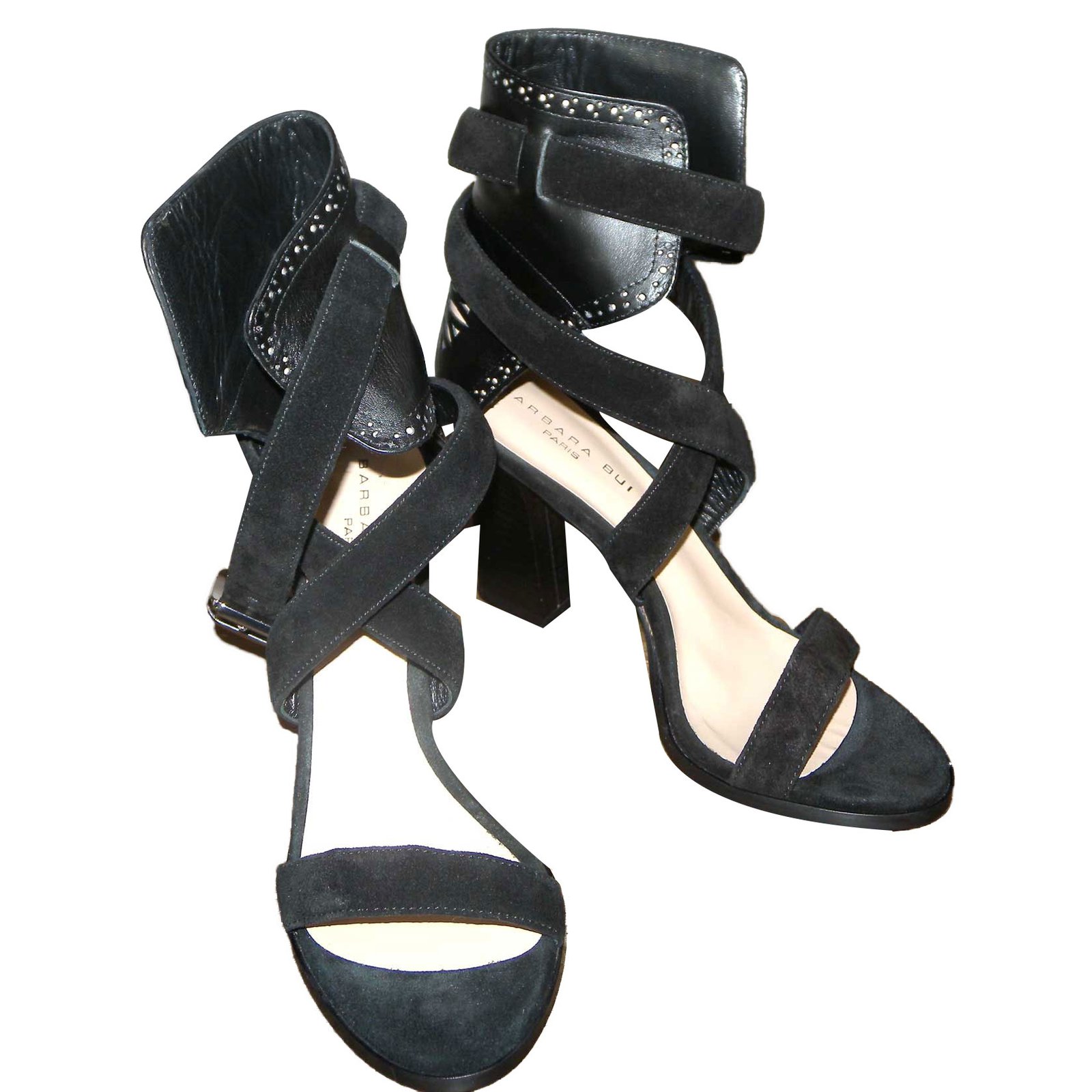 Barbara Bui Sandals Black Leather Deerskin ref.59488 Joli Closet