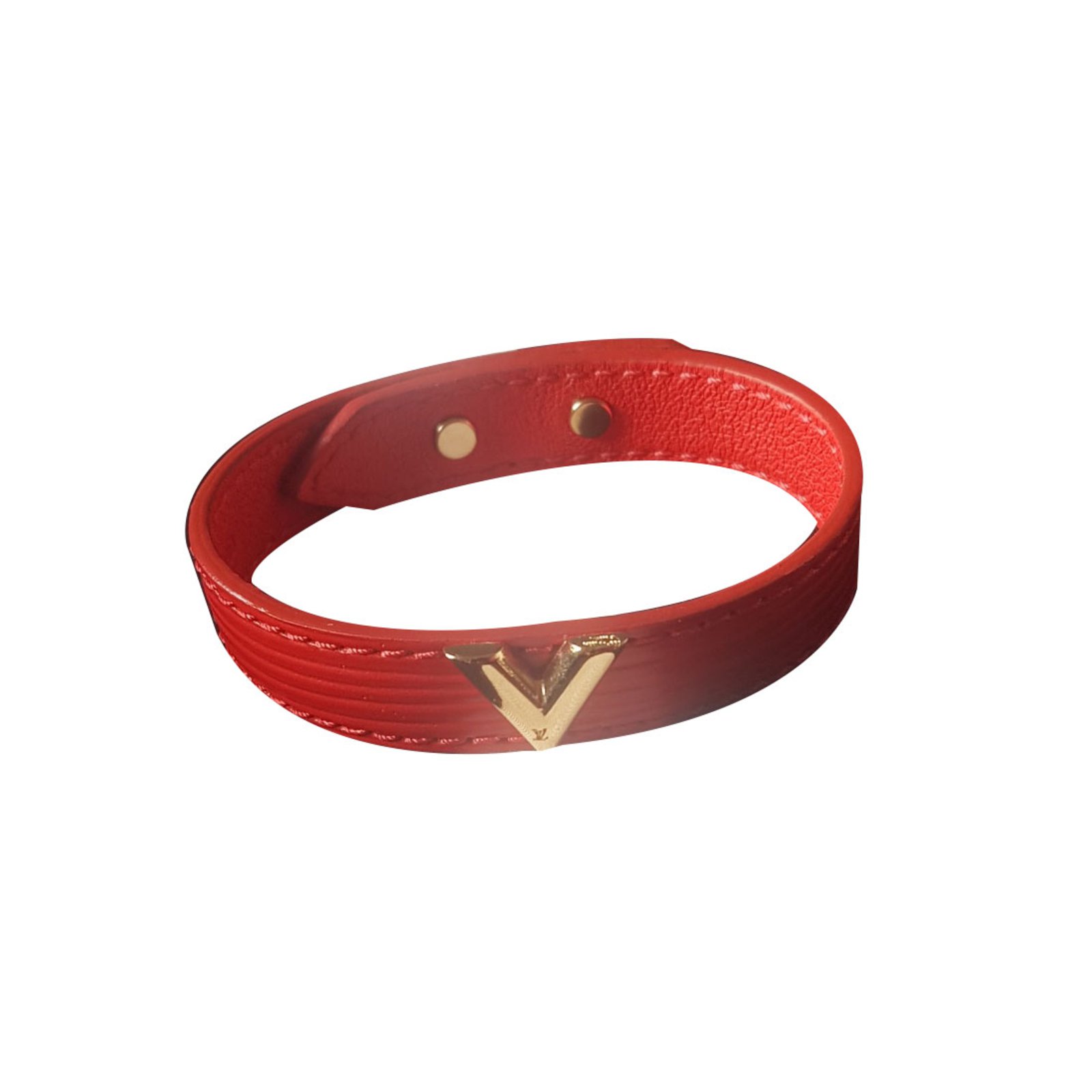 Bracelets Louis Vuitton Bracelets Cuir Rouge ref.59601 - Joli Closet