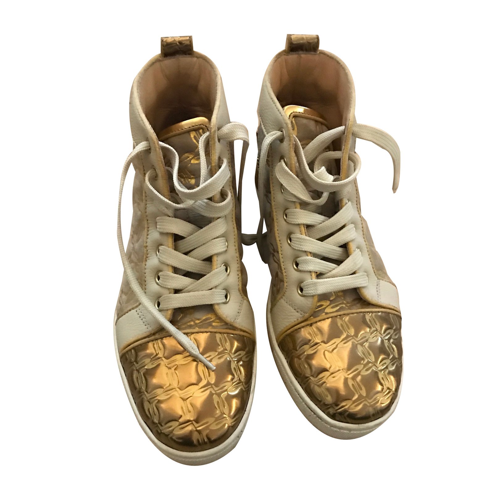 gold christian louboutin sneakers