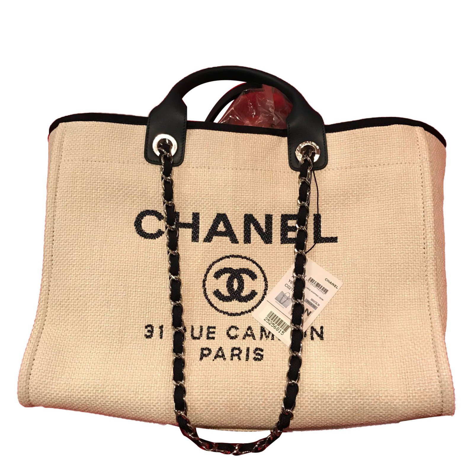 CHANEL Deauville Tote Large Navy Canvas Light Gold Hardware 2018