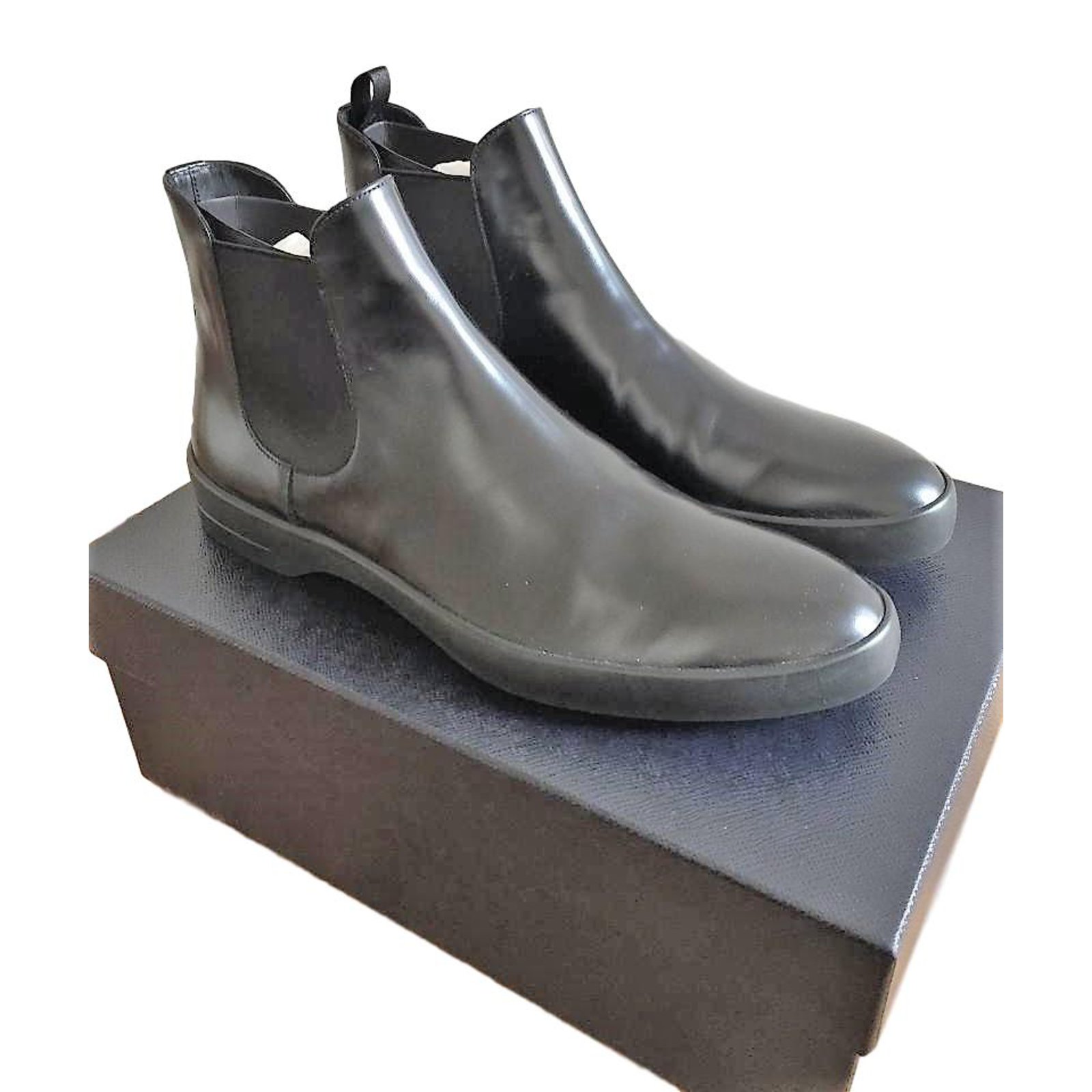Prada new men's boots Black Leather  - Joli Closet
