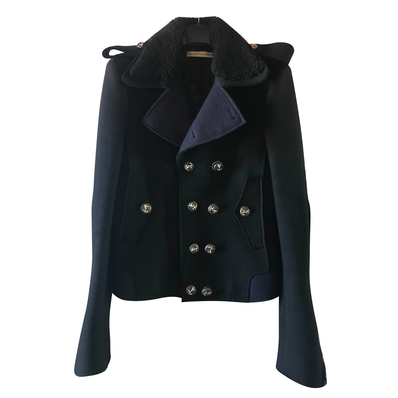 Pinpoint Parasit Egenskab Balenciaga Jacket Black Navy blue Wool ref.60530 - Joli Closet