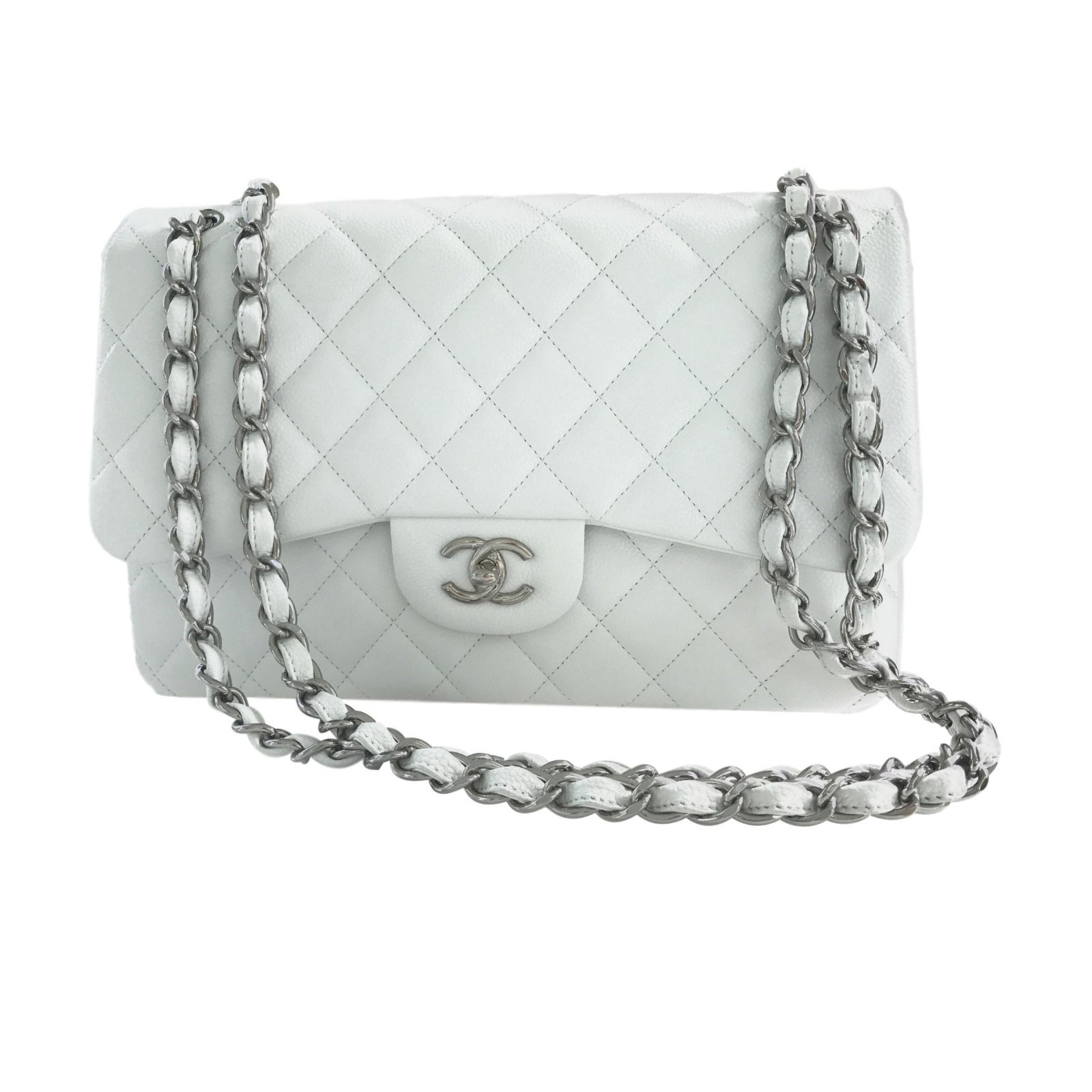 Timeless Chanel Handbags White Leather ref.60690 - Joli Closet