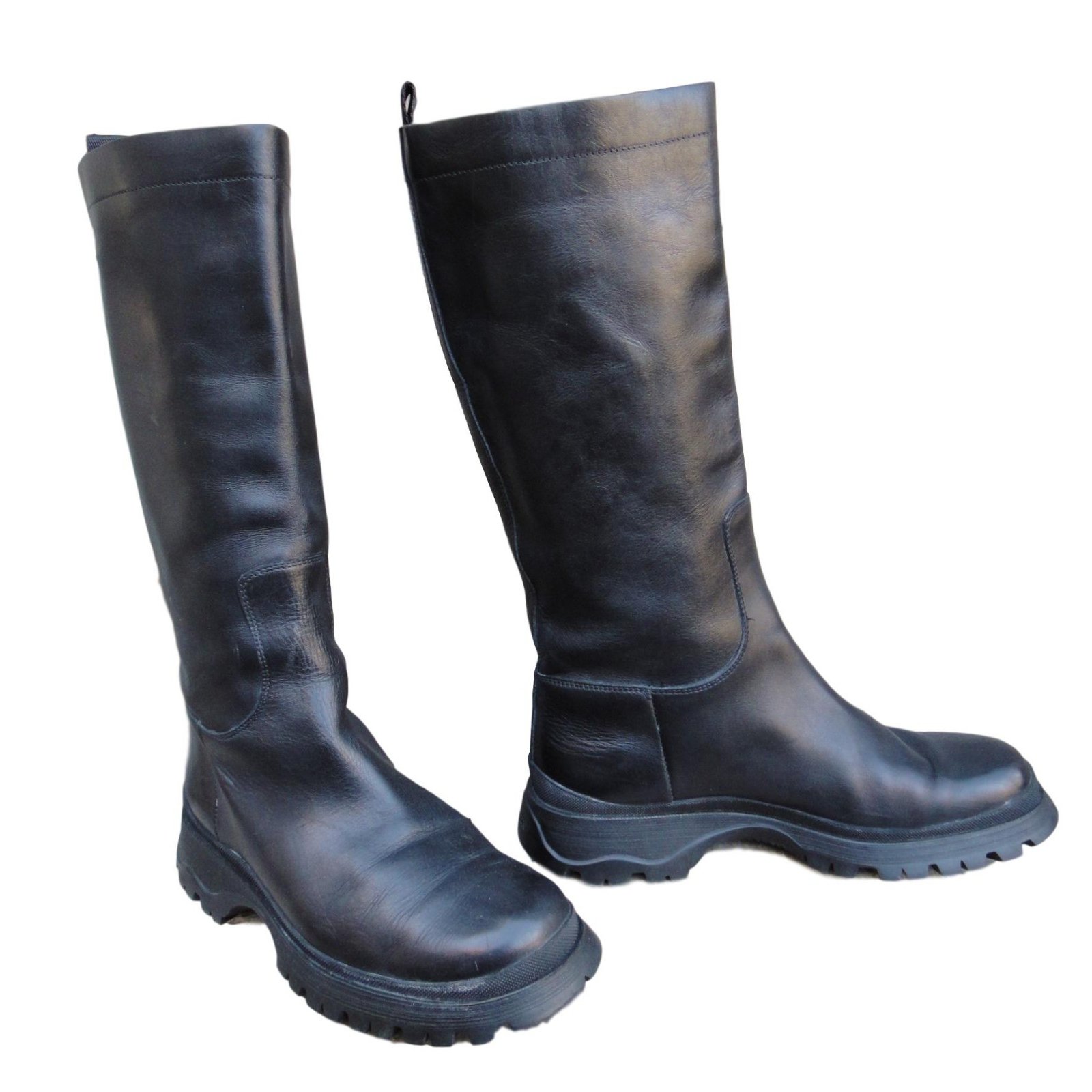 prada black leather boots