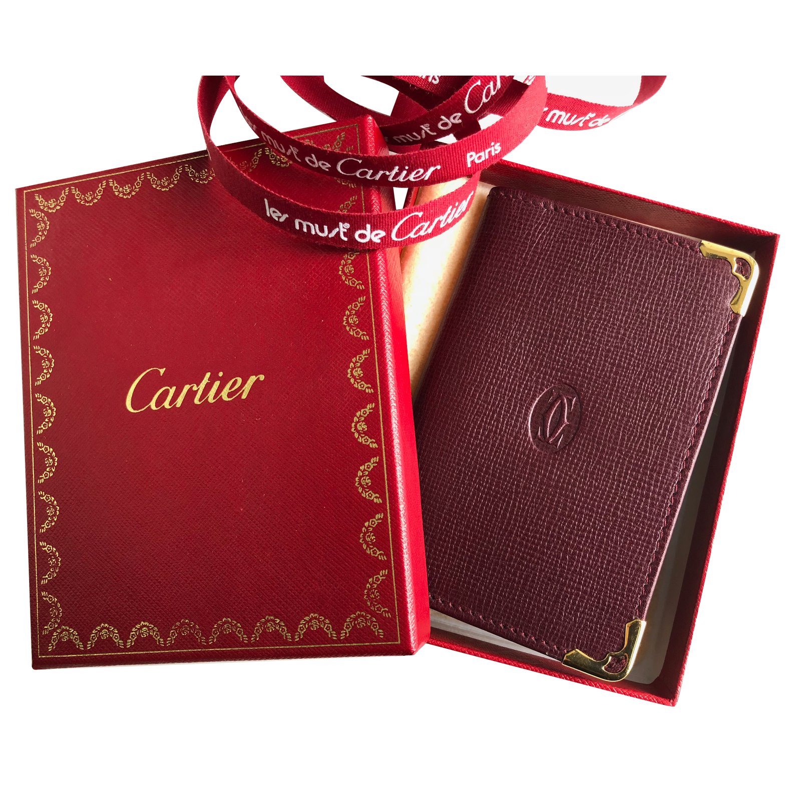 cartier red leather wallet