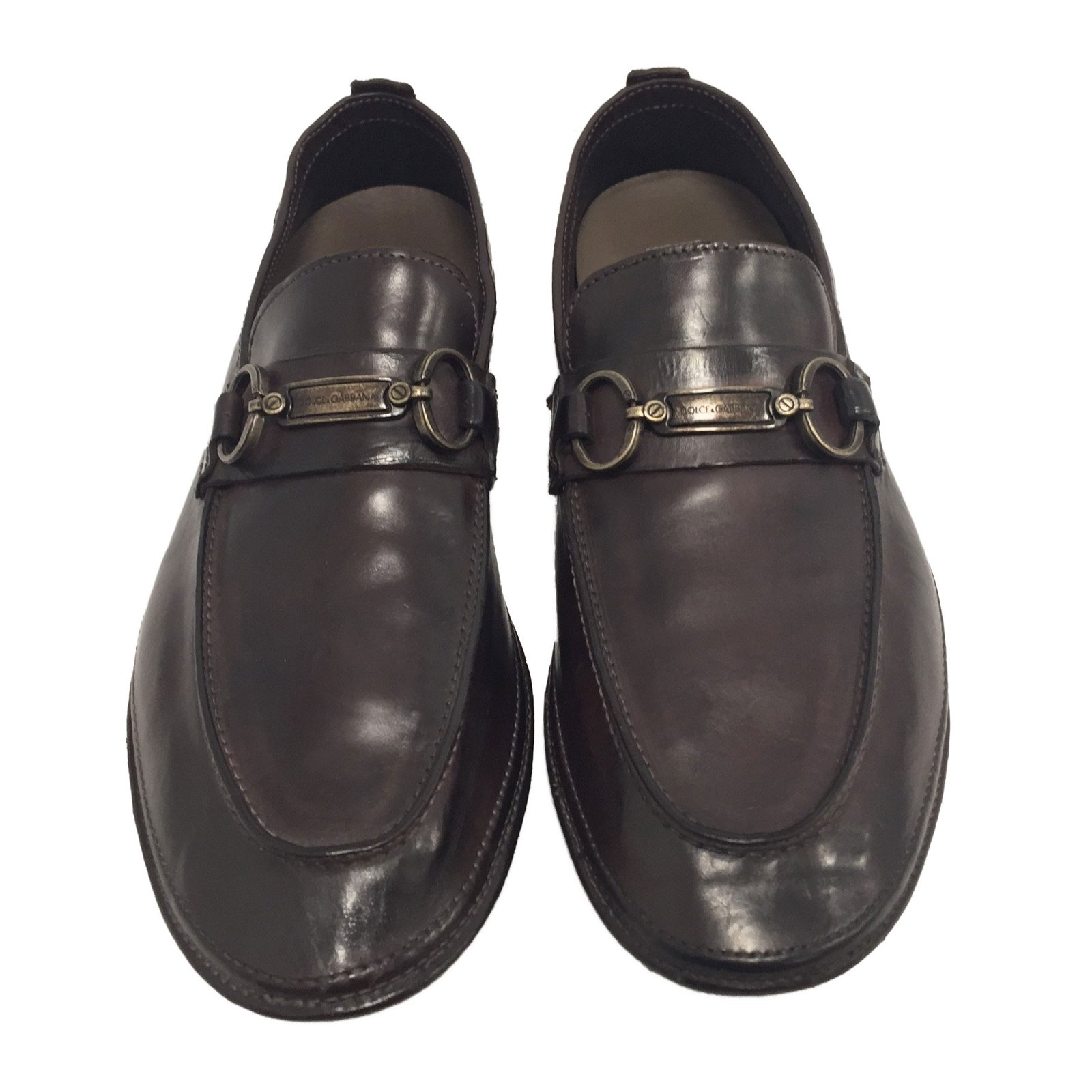 Dolce & Gabbana Loafers Slip ons Dark brown Leather  - Joli Closet