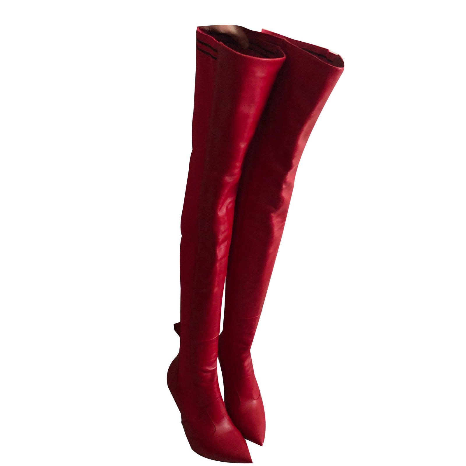 fendi red thigh high boots