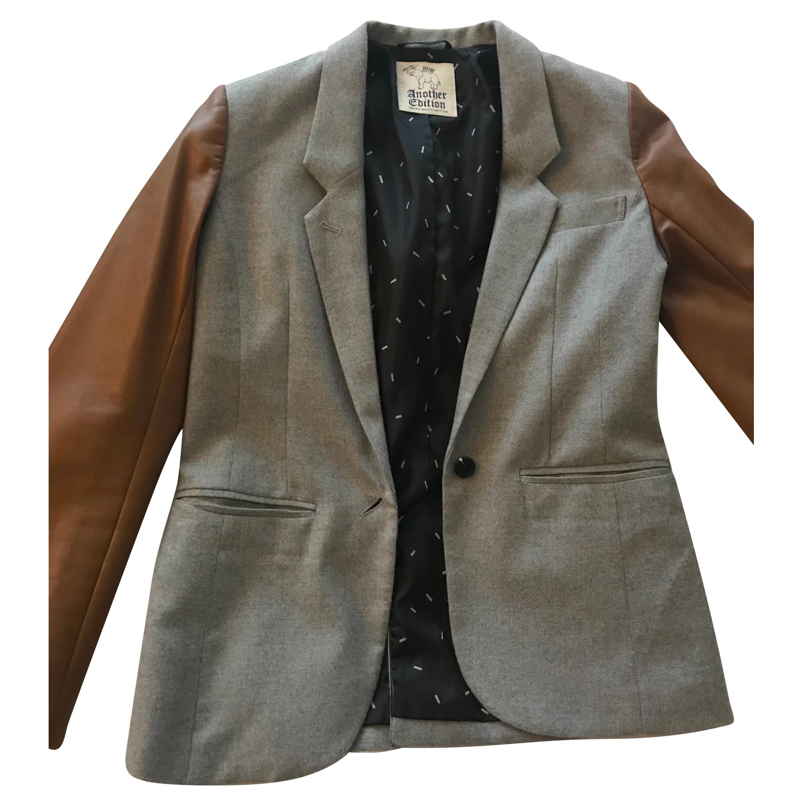 Autre Marque Another Edition casual Jacket Grey Leather Cashmere