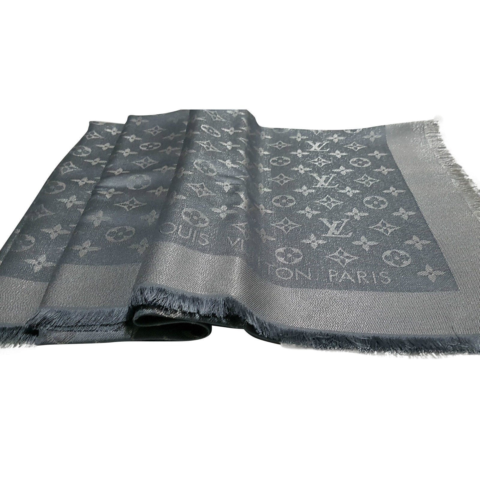 Louis Vuitton Scarves Dark grey Silk ref.239572 - Joli Closet