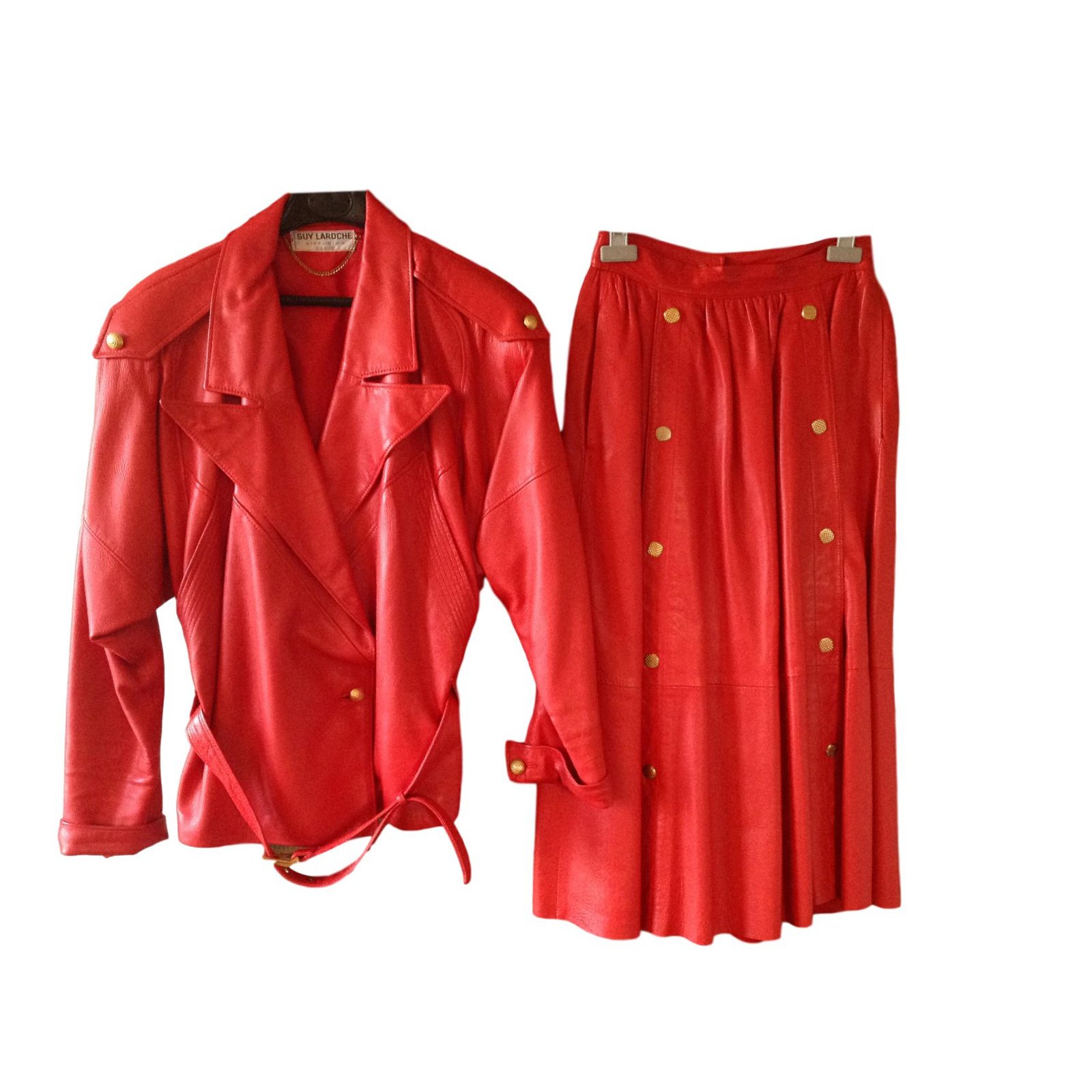 Guy Laroche Skirt suit Red Leather ref.62769 - Joli Closet